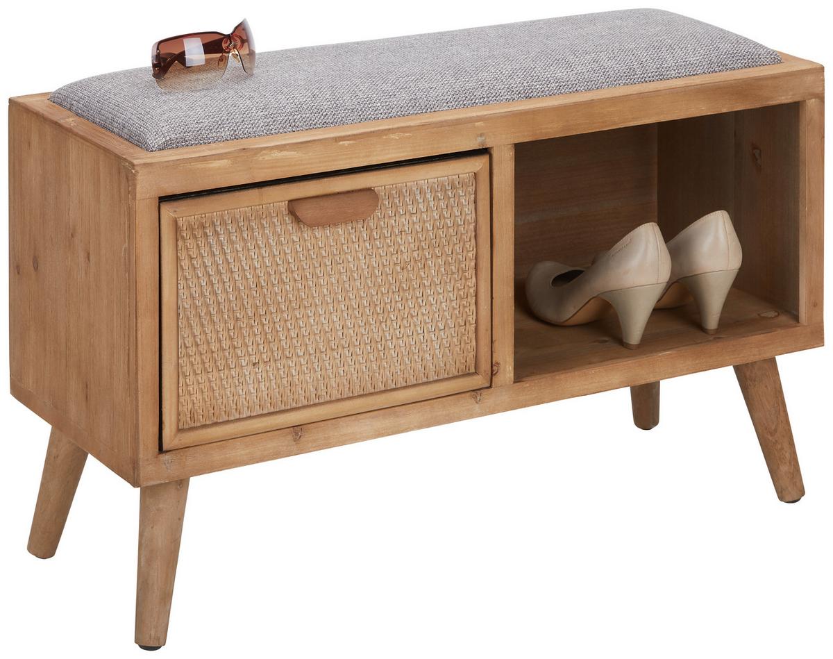 Sitzbank aus Tanne teilmassiv - Schwarz/Braun, Romantik / Landhaus, Holz/Holzwerkstoff (80/51/30cm) - Zandiara