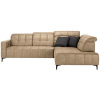 Ecksofa Panama rechts Beige - Beige/Schwarz, KONVENTIONELL, Textil/Metall (304/89-102/216cm) - Premium Living