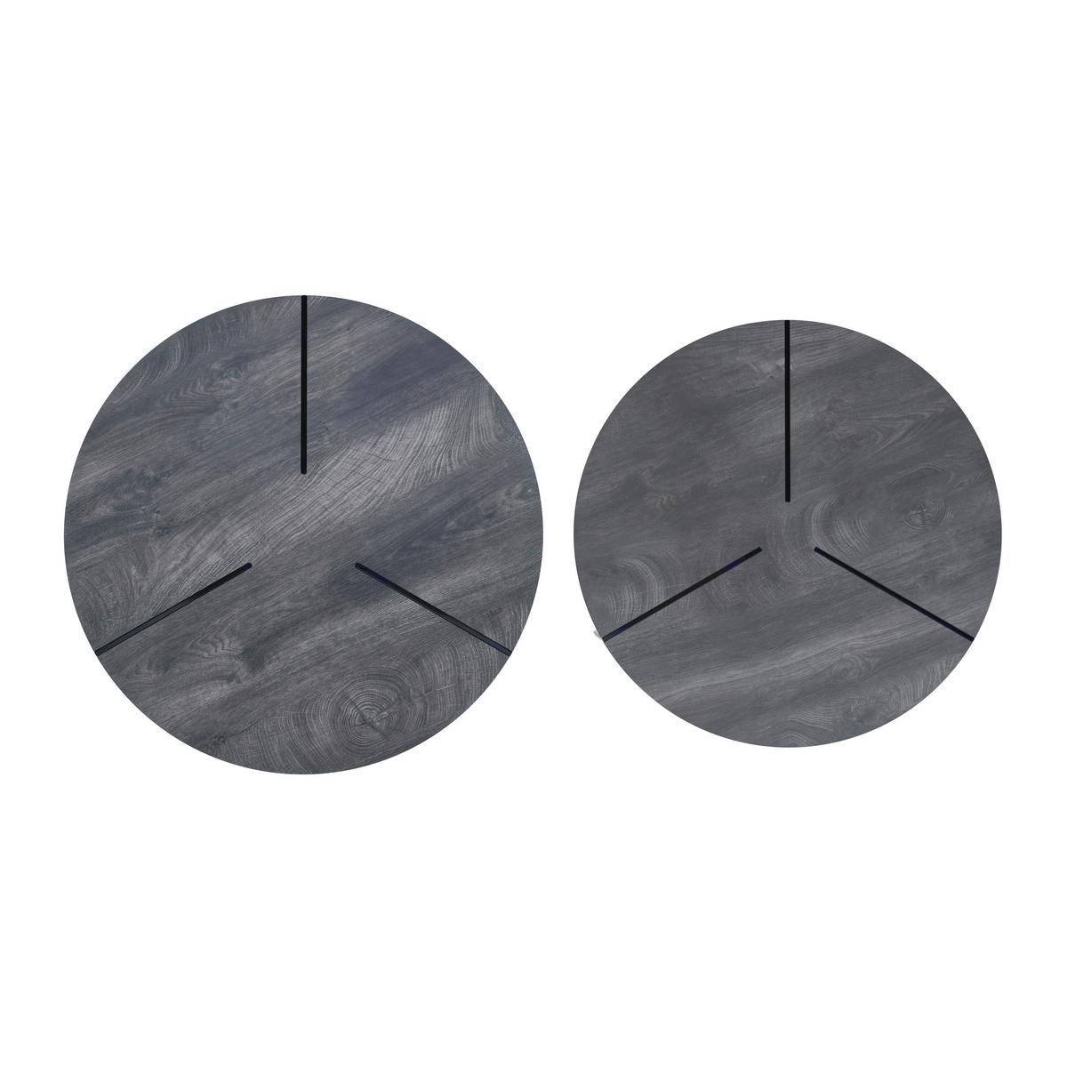 Couchtisch Moreno 2er Set Grau - Dunkelgrau/Grau, MODERN, Glas/Holzwerkstoff (80/42,5cm) - Bessagi Home
