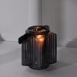 Windlicht Malin Ø/h ca. 14/16 cm - Dunkelgrau, MODERN, Glas (14/16cm) - Mömax modern living