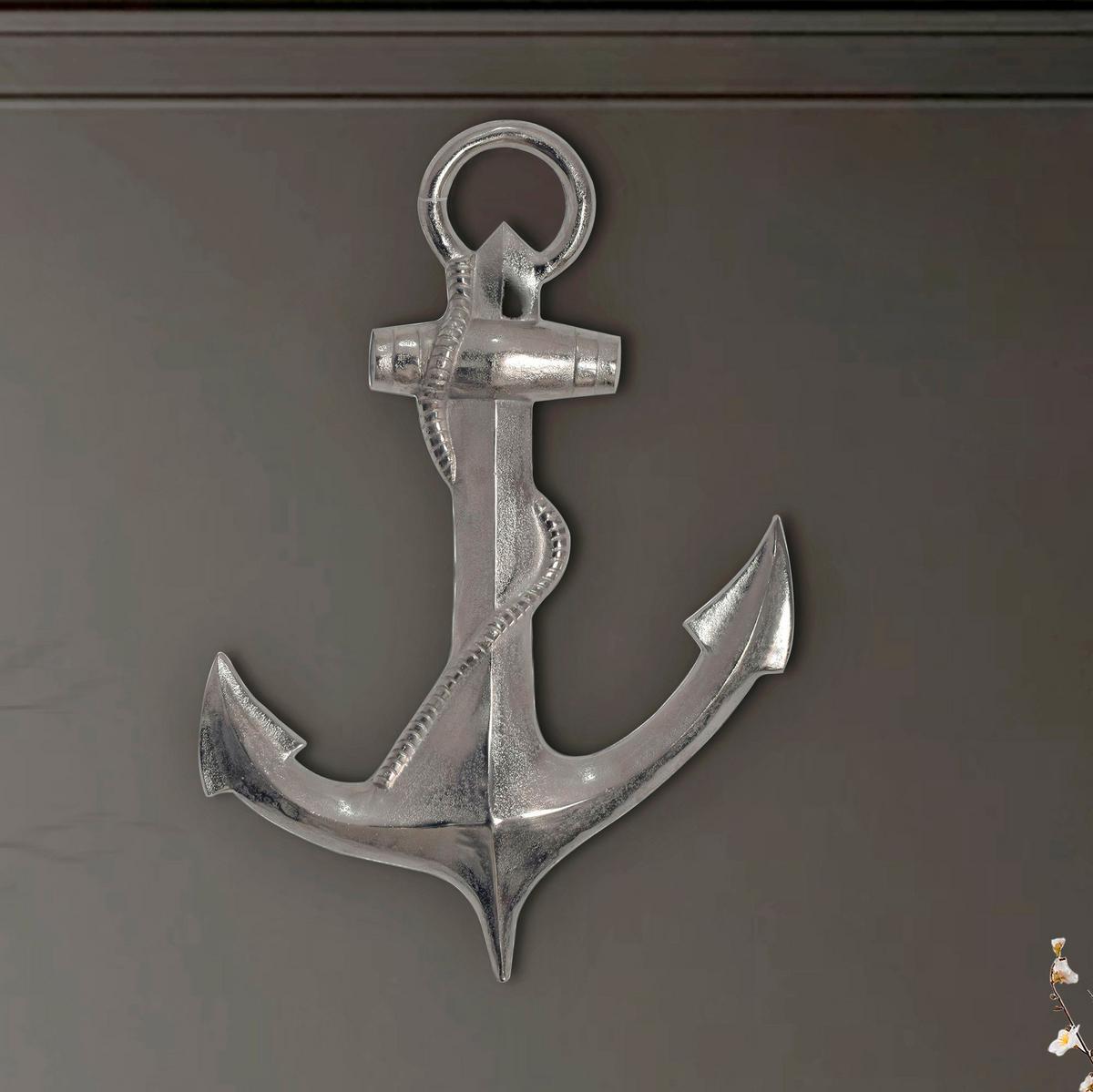 Stenska Dekoracija Anchor - srebrne barve, Design, kovina (47/70/4cm) - Livetastic
