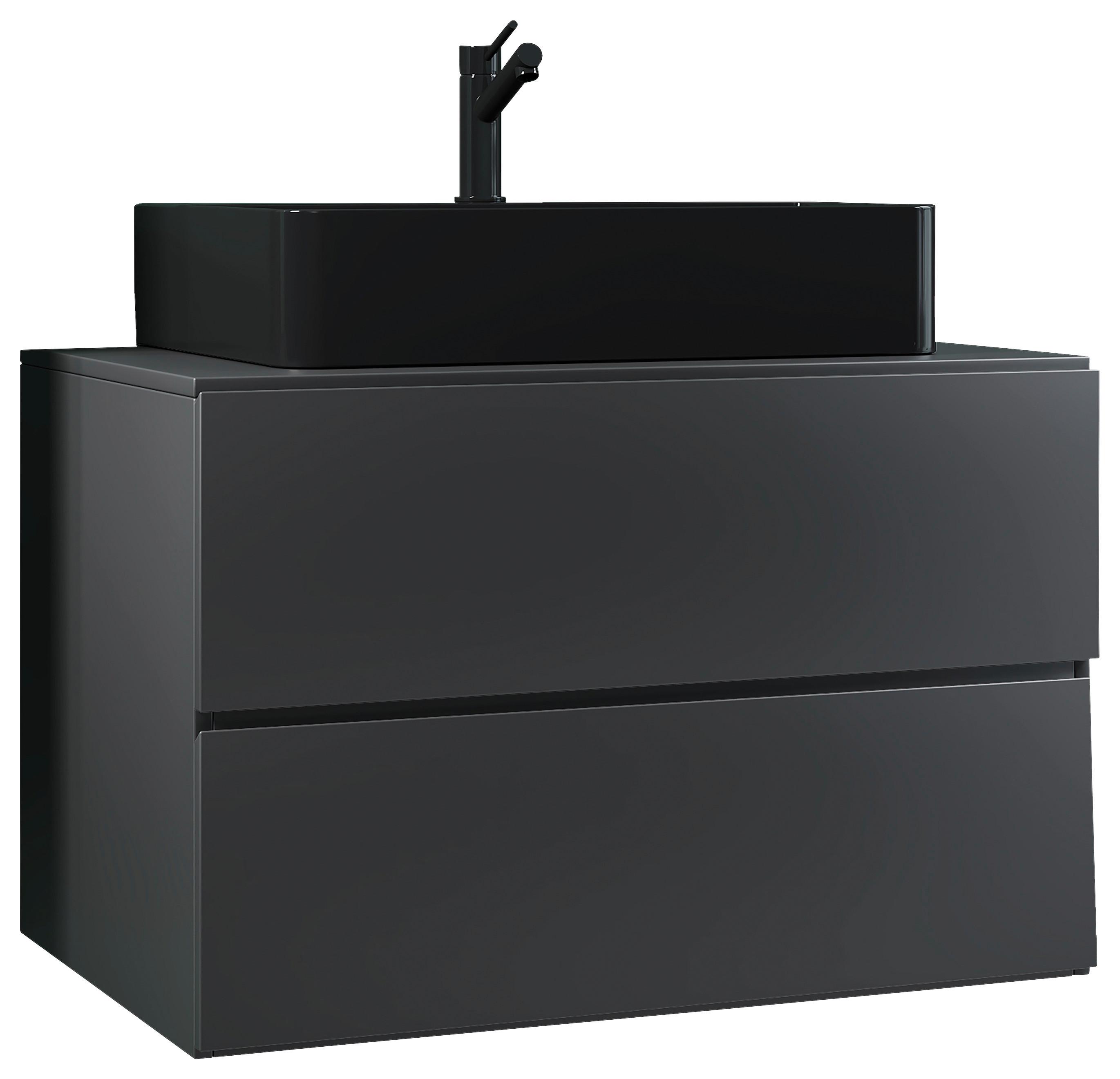 Kombiniran Umivalnik Lendas S, Antracit - črna/antracit, Moderno, leseni material/keramika (81cm) - MID.YOU