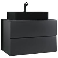 Kombiniran Umivalnik Lendas S, Antracit - črna/antracit, Moderno, leseni material/keramika (81cm) - MID.YOU