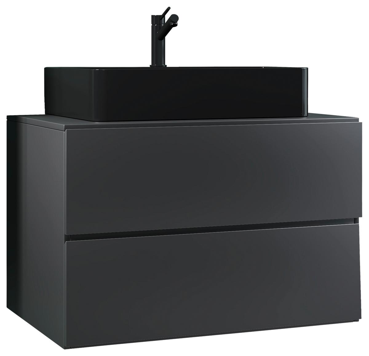 Kombiniran Umivalnik Lendas S, Antracit - črna/antracit, Moderno, leseni material/keramika (81cm) - MID.YOU