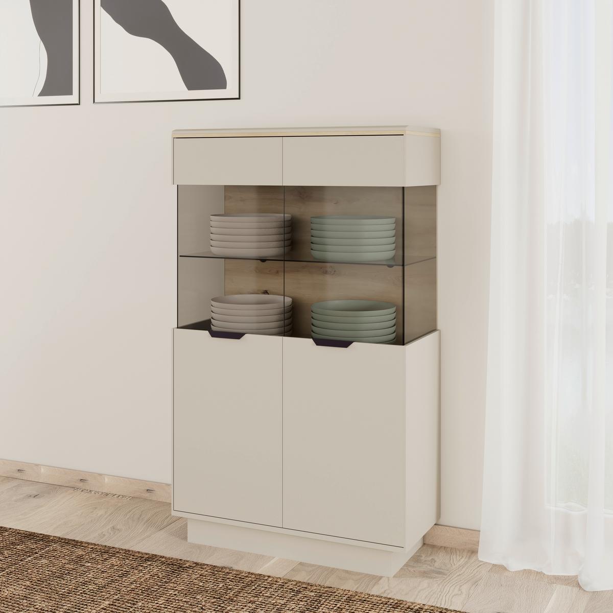 Vitrina Darius - kašmir/hrast Artisan, Trend, staklo/drvni materijal (88,5/148,3/37cm) - Modern Living