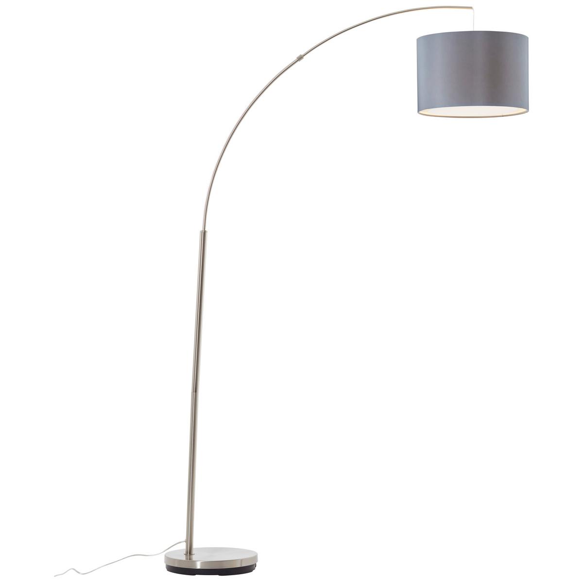 Bogenleuchte Clarie max. 60 Watt - Silberfarben/Hellgrau, Design, Textil/Metall (36/180cm) - Brilliant