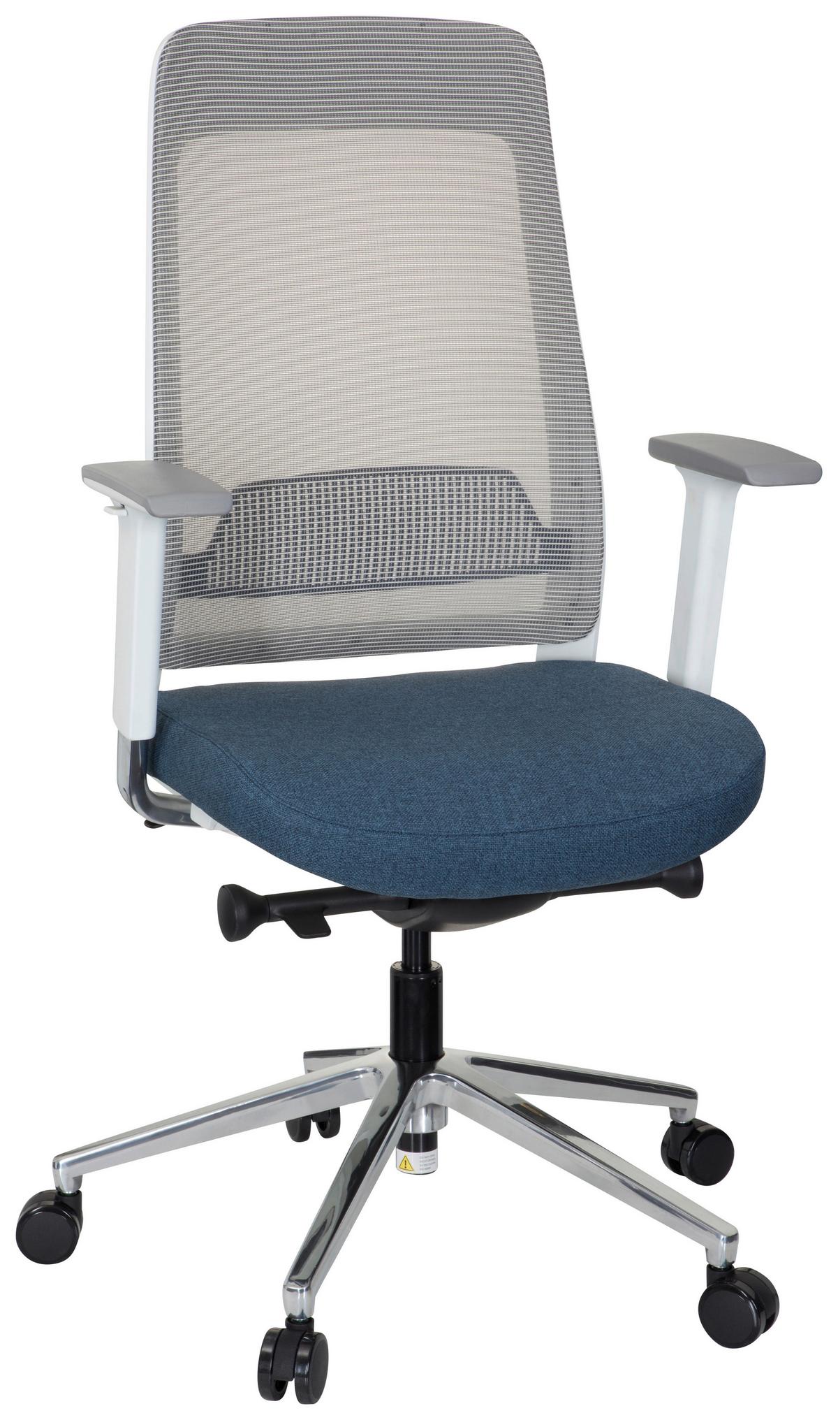 Pisarniški Stol Chiaro T1 White, Modra, Siva - modra/siva, Moderno, kovina/umetna masa (67/118/63cm) - MID.YOU