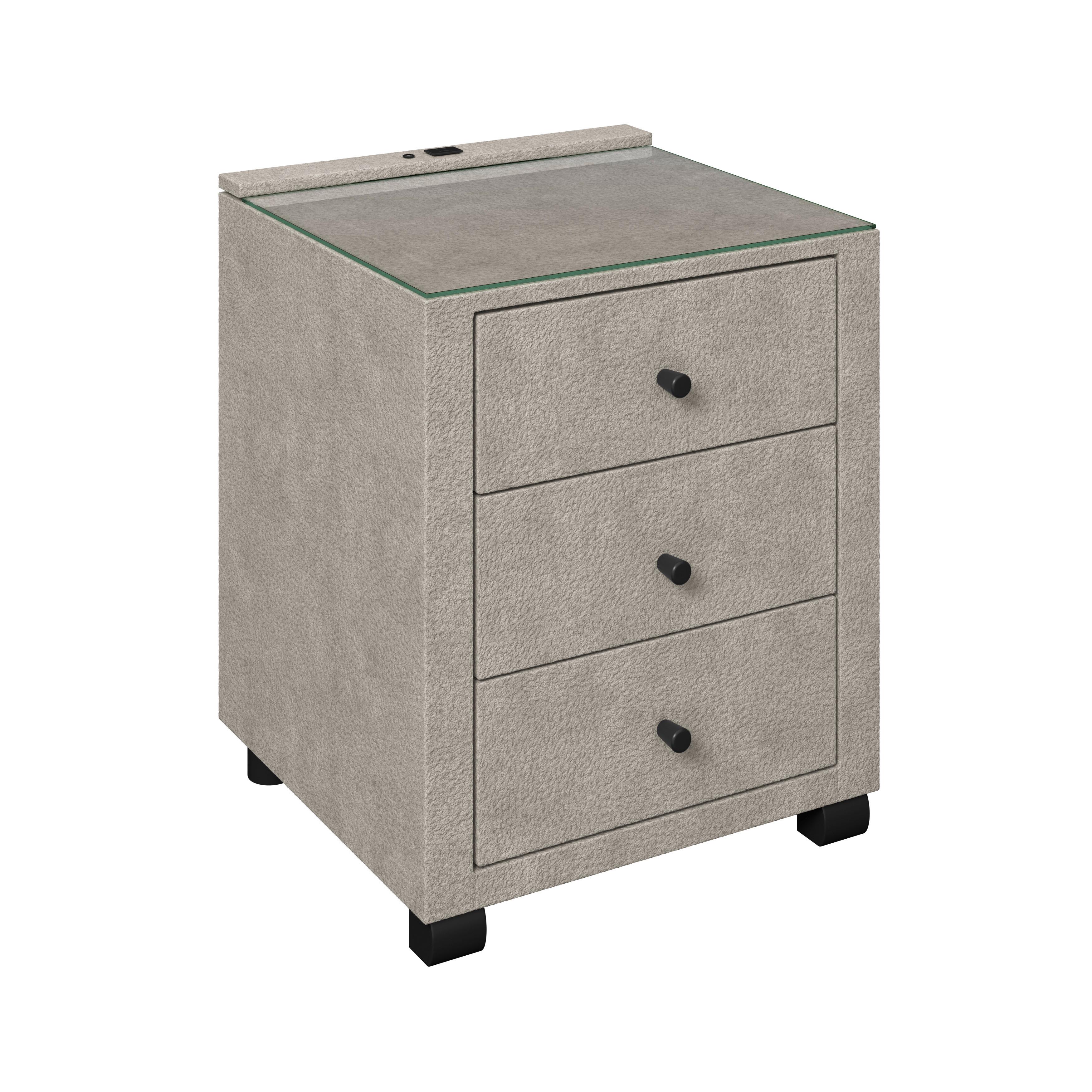 Noćni Ormarić Elysia - prirodne boje, Trend, staklo/drvni materijal (48/68/45,5cm) - Premium Living