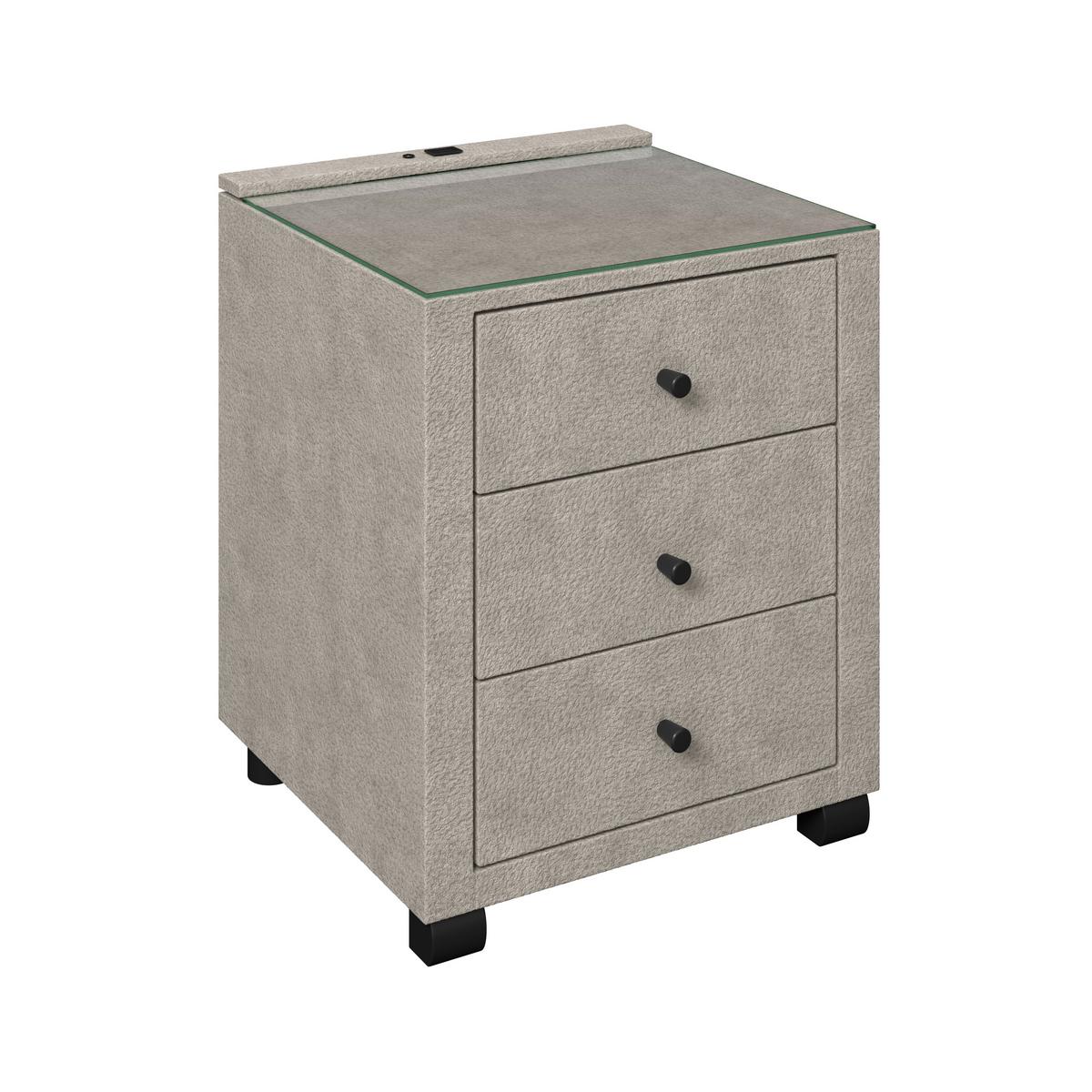 Noćni Ormarić Elysia - prirodne boje, Trend, staklo/drvni materijal (48/68/45,5cm) - Premium Living