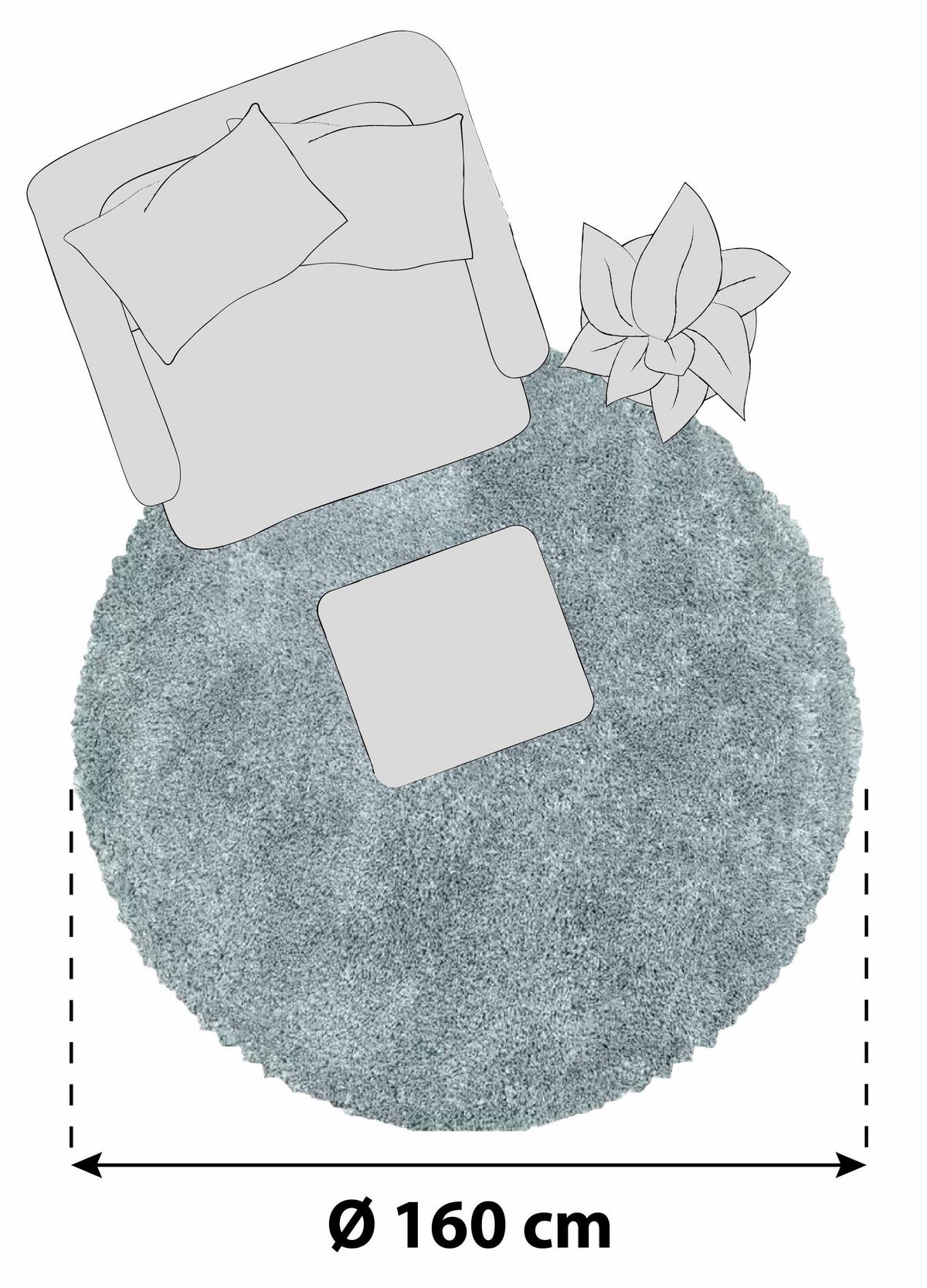 Hochflorteppich Fluffy Blau Ø ca. 160cm - Blau, Basics, Textil (160cm)