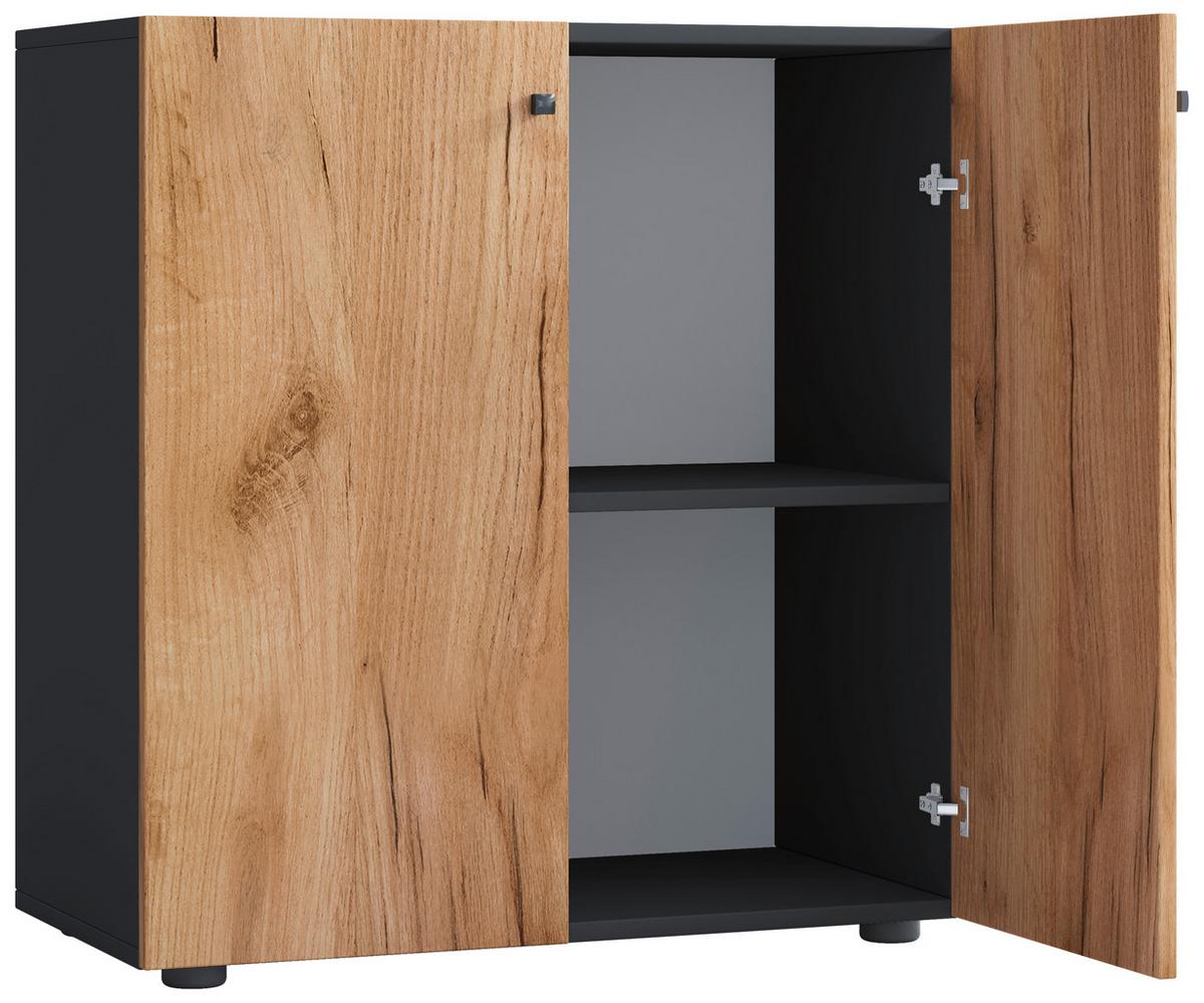 AKTENREGAL LONA L - Honigeiche/Anthrazit, Design, Holzwerkstoff/Kunststoff (70/74/37cm) - MID.YOU
