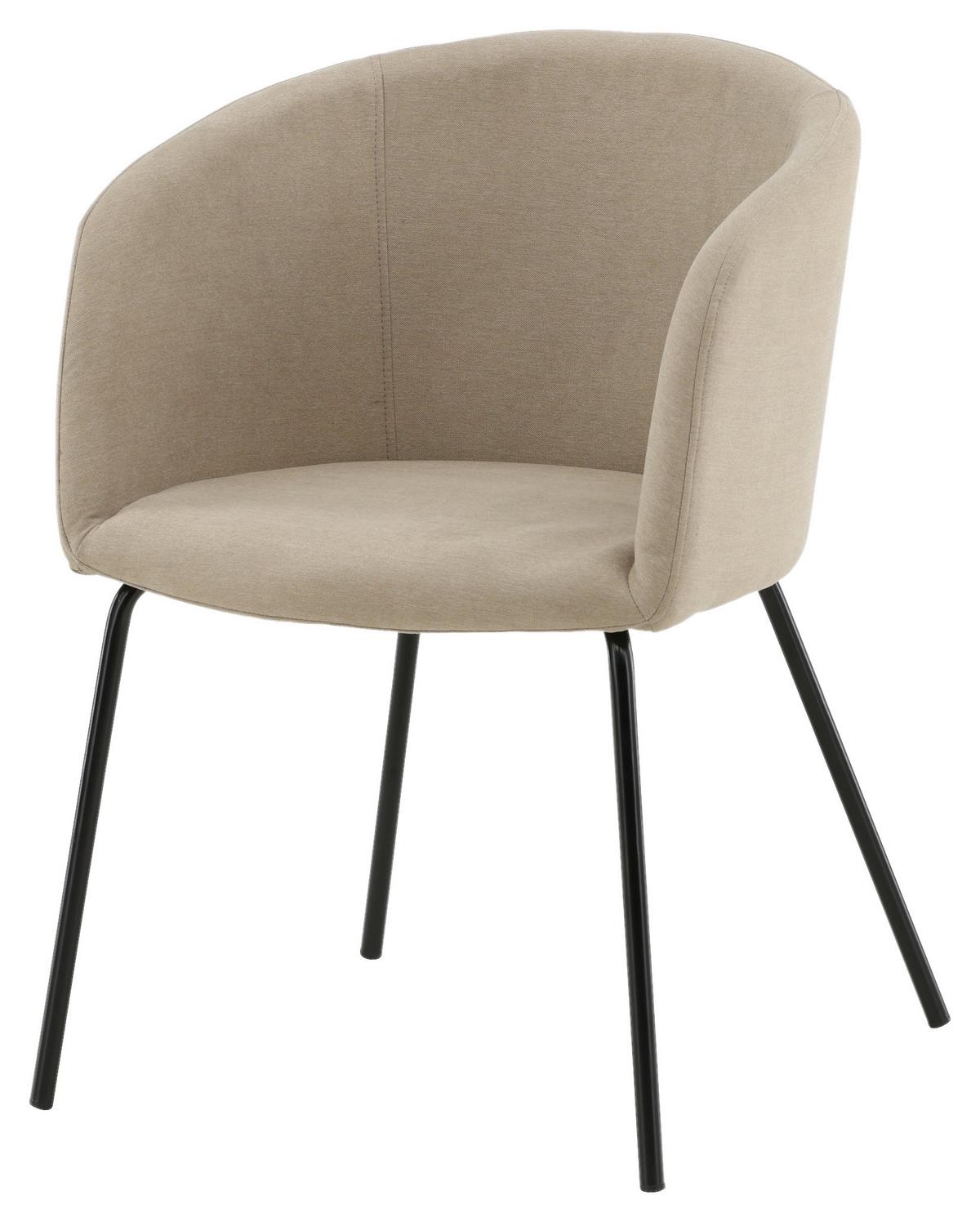 Stuhl Berit ca. 55x78x55 cm Beige - Beige/Schwarz, Design, Holz/Kunststoff (55/78/55cm) - Livetastic
