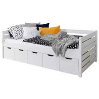 Stauraumbett Naomi mit 5 Schubkästen ca. 120x200cm Weiß - Weiß, MODERN, Holz (120/200cm) - MID.YOU