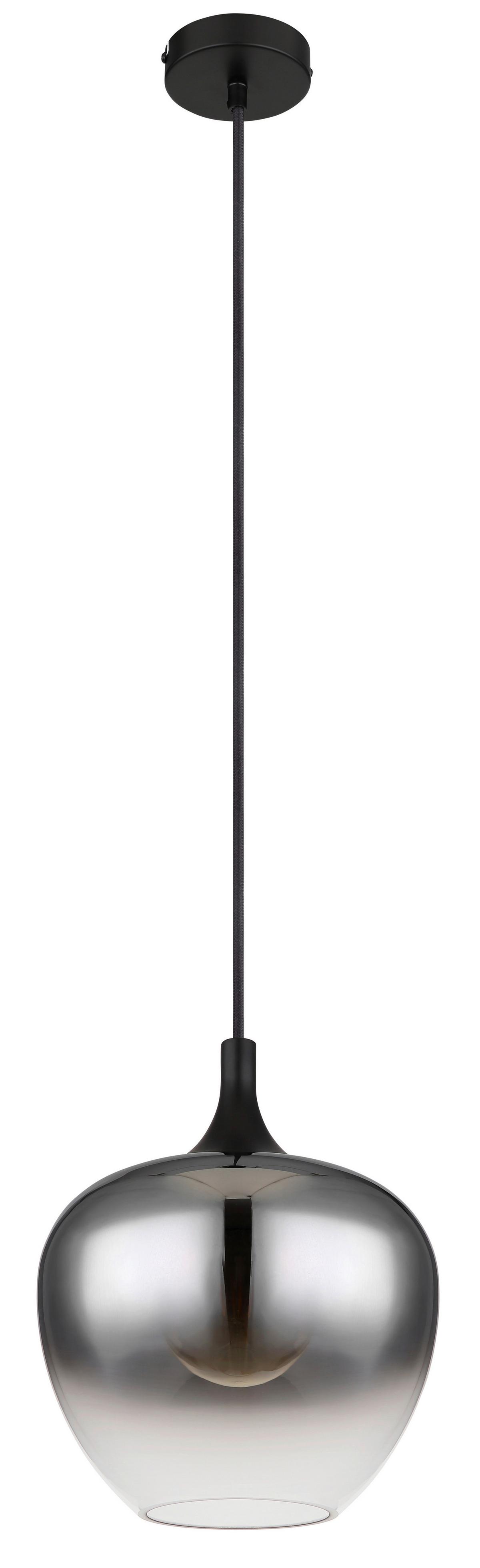 Hängeleuchte Maxy in Rauchfarben max. 40 W - Schwarz, Glas/Metall (24/120cm) - Globo