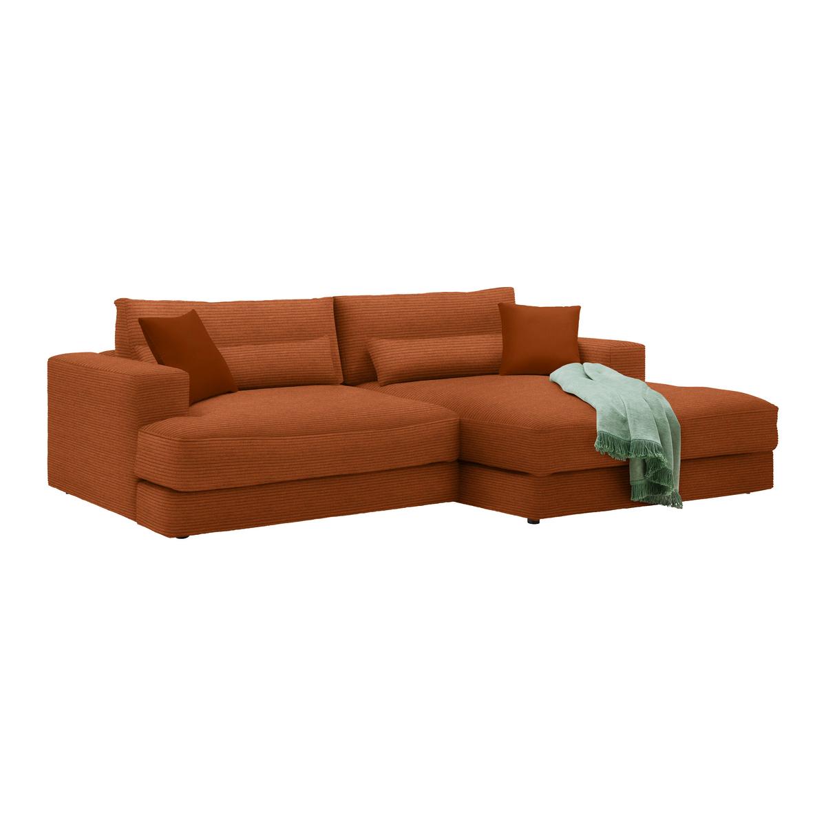 Ecksofa Fabiona rechts Rostfarben - Rostfarben/Schwarz, MODERN, Holz/Kunststoff (268/85/194cm) - Premium Living
