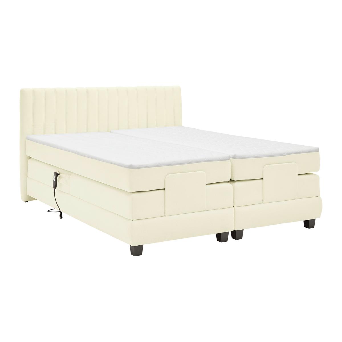 Boxspringbett Dixon Ecru ca. 180x200cm - Ecru/Schwarz, Konventionell, Holz/Holzwerkstoff (180/200cm) - Premium Living