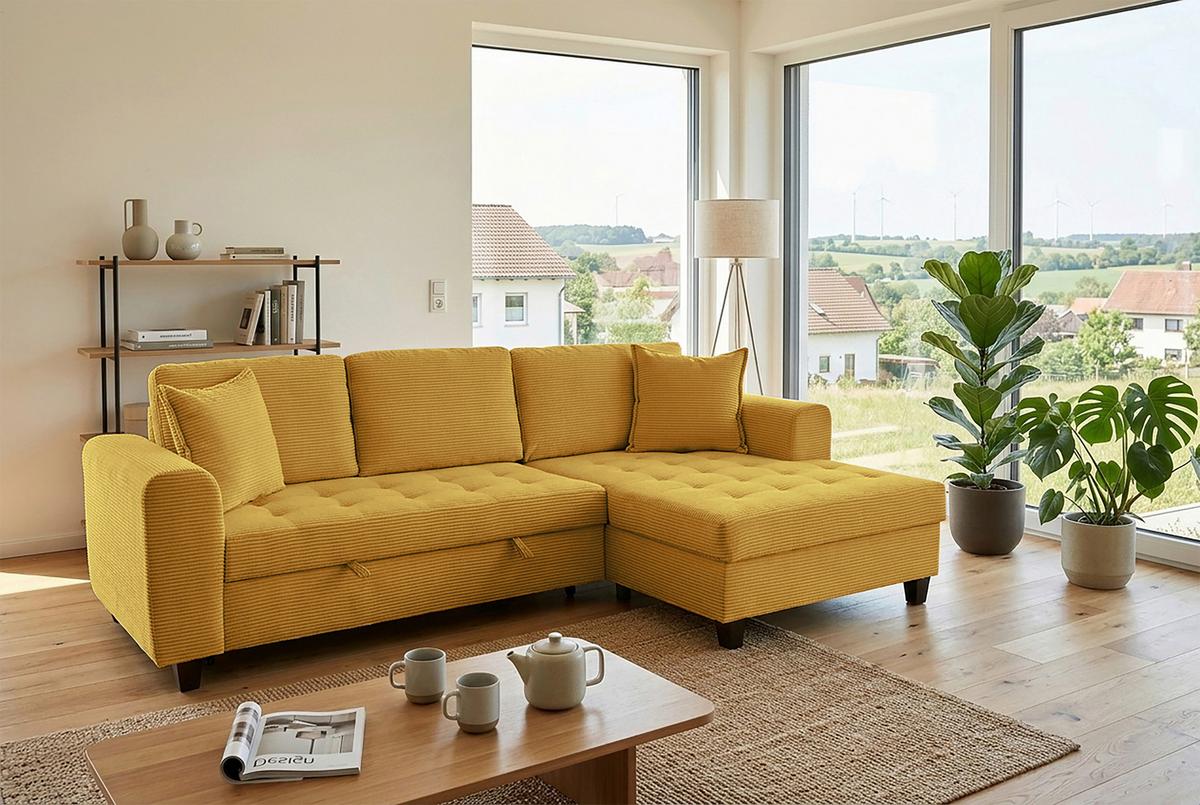 Kutna Garnitura Moritz - boje senfa, Trend, tekstil (265/155cm) - Modern Living