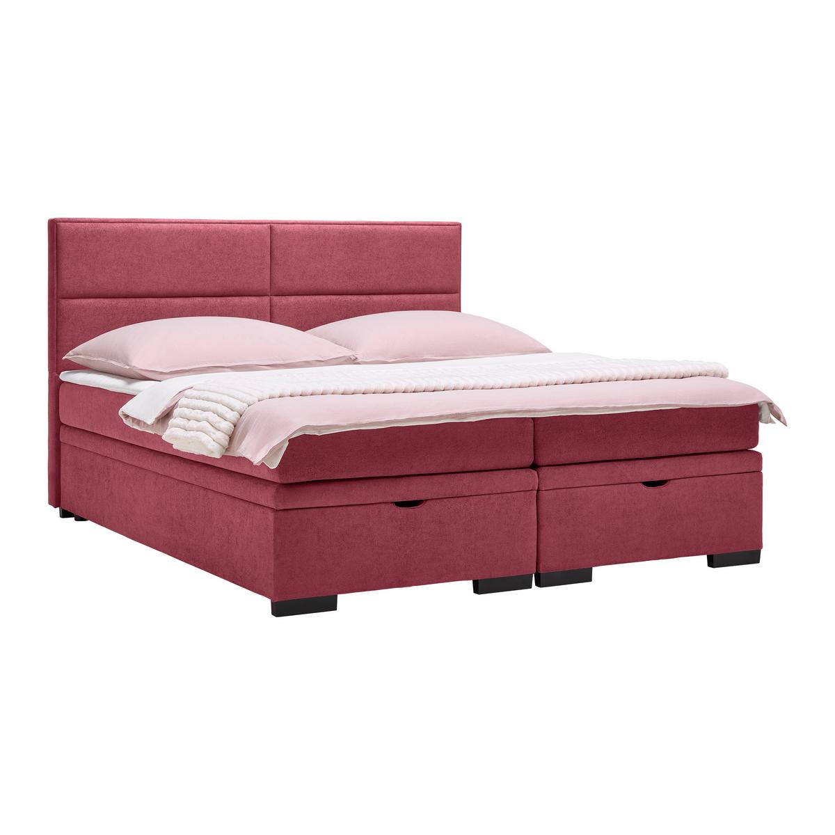 Boxspring Krevet Ethan - crvena/crna, Moderno, tekstil/plastika (180/200cm) - Premium Living