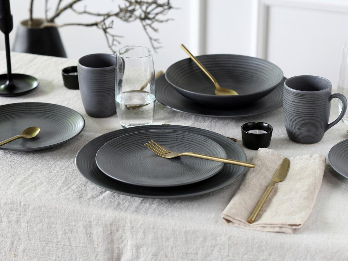 Kombiservice Catania Anthrazit, 16-teilig - Anthrazit, Design, Keramik - Creatable