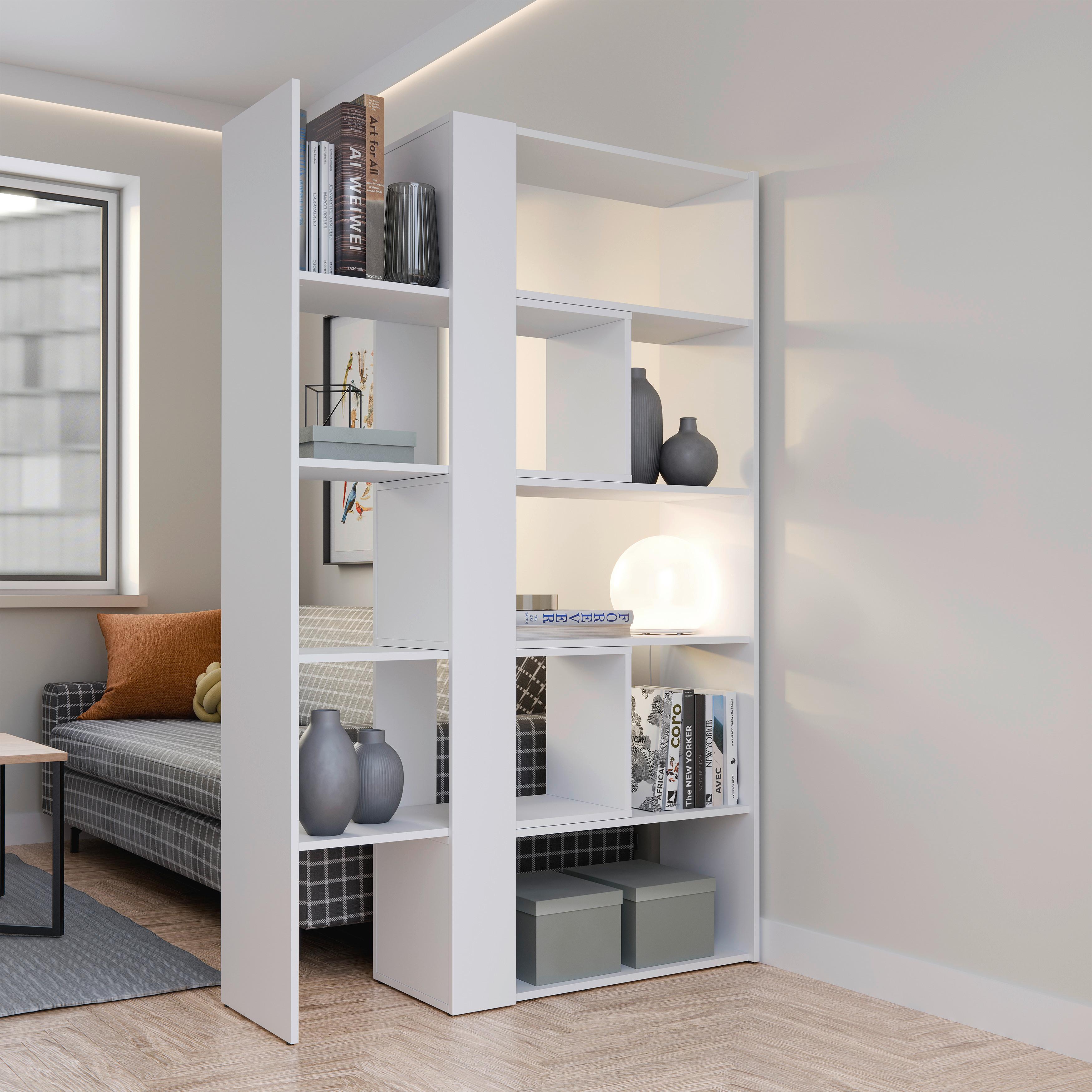 Regal Motus - bijela, Moderno, drvni materijal/plastika (82-146/180/35cm) - Modern Living