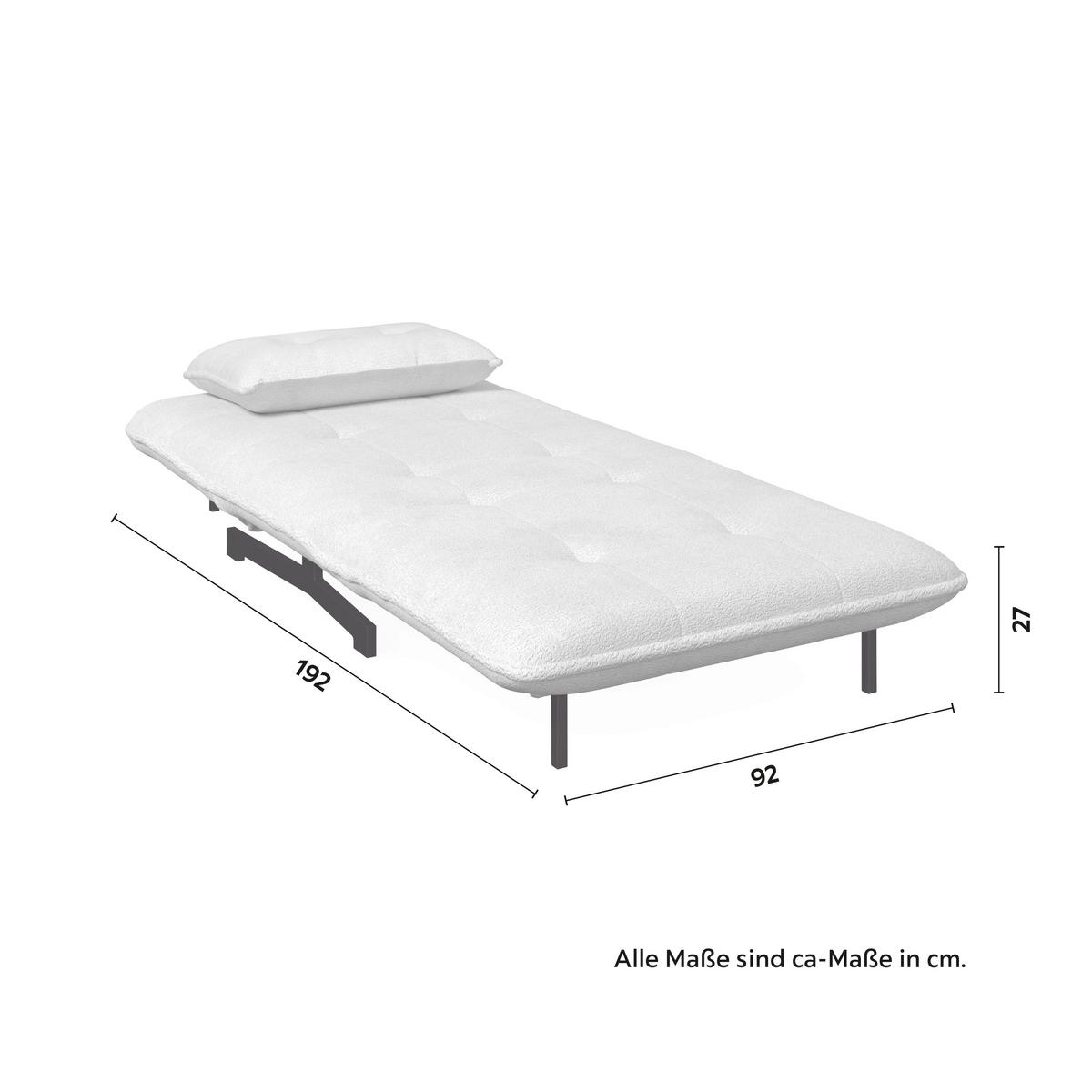 Schlafsessel Luna Weiß Bouclé - Schwarz/Weiß, MODERN, Textil/Metall (92/86/80cm) - Bessagi Home