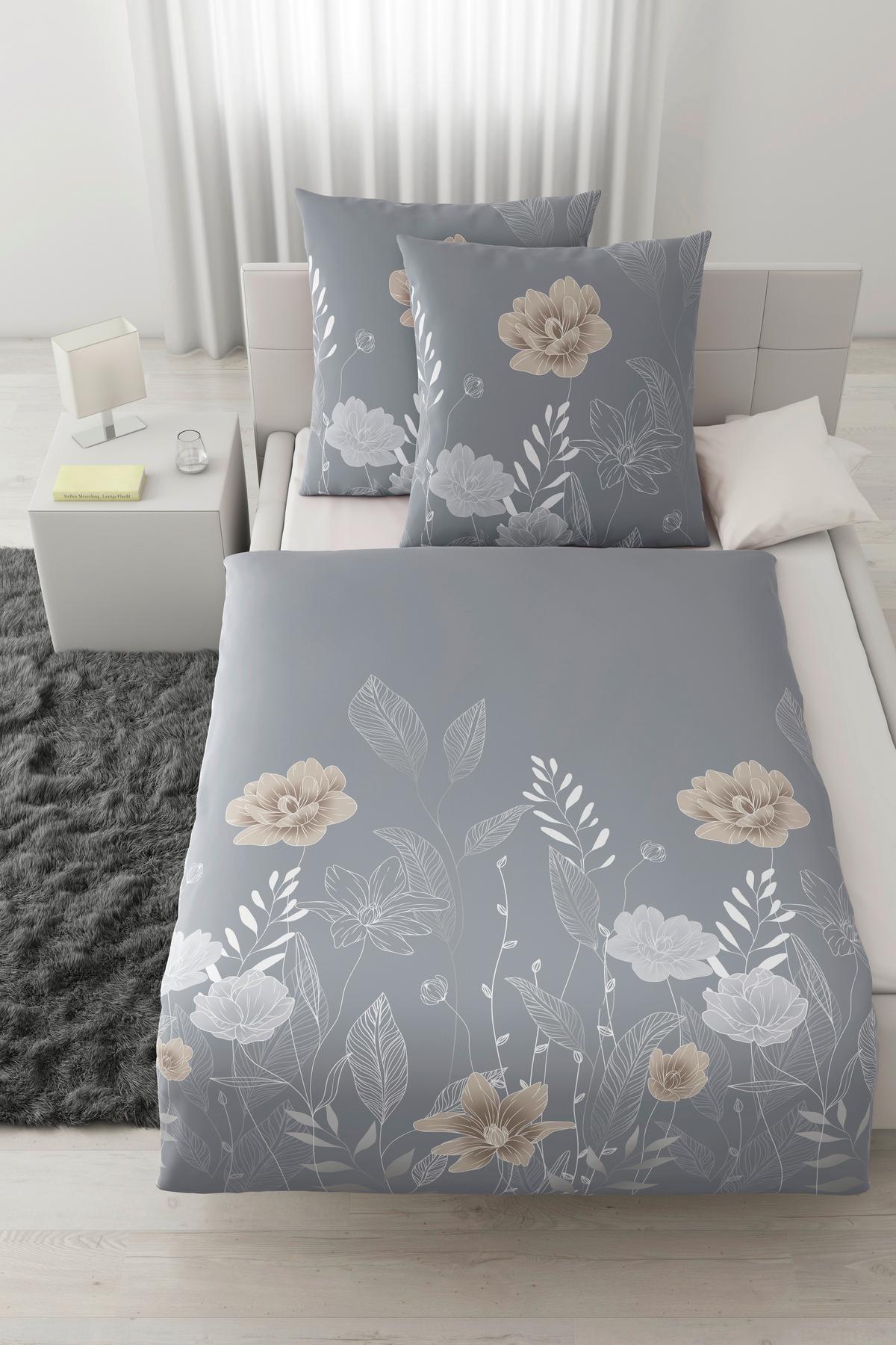 Bettwäsche Nala XXL Grau ca. 200x200cm - Grau, ROMANTIK / LANDHAUS, Textil (200/200cm) - Modern Living