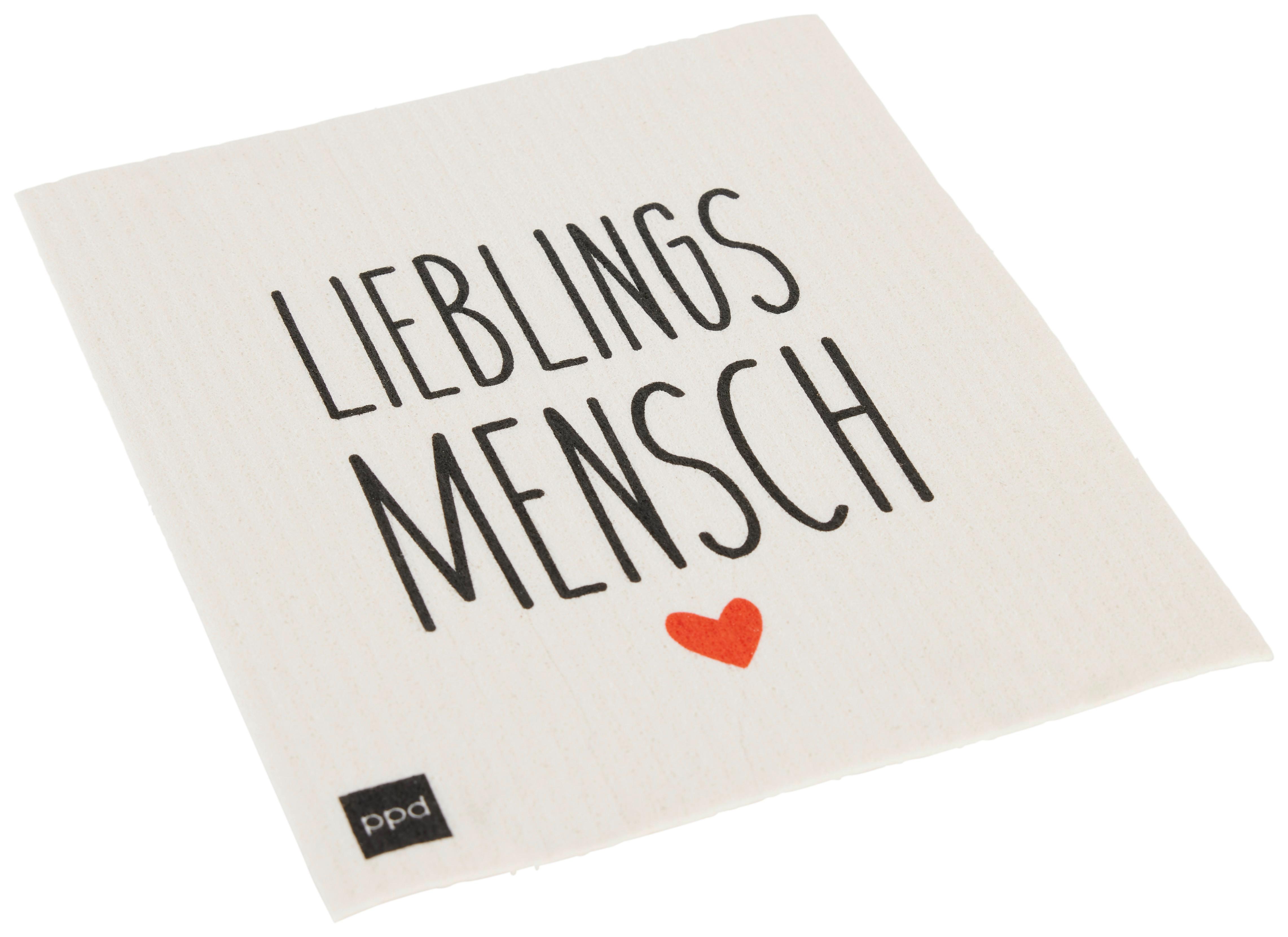 Schwammtuch Peter in Weiß/Schwarz ca. 20x17cm - Rot/Schwarz, Textil (20/17cm)