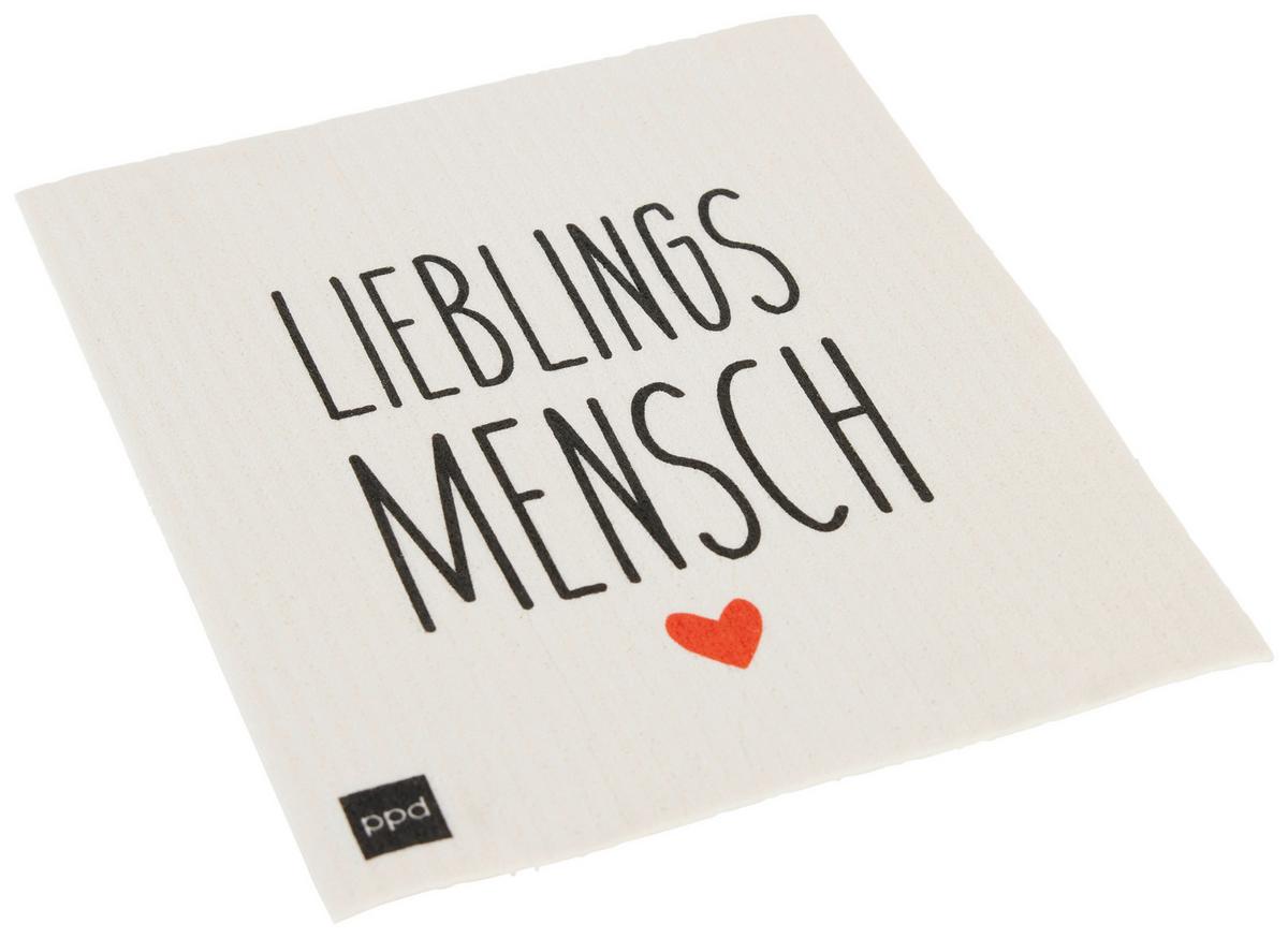 Schwammtuch Peter in Weiß/Schwarz ca. 20x17cm - Rot/Schwarz, Textil (20/17cm)