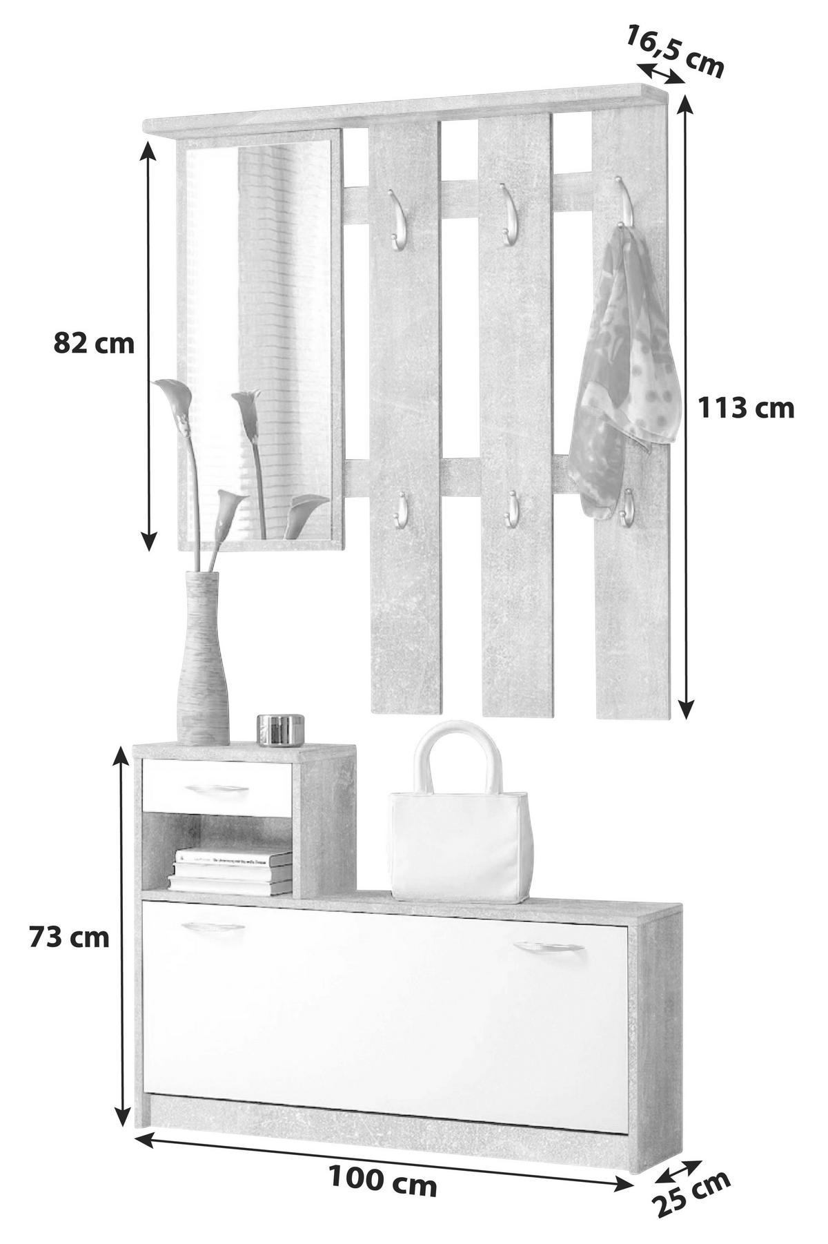PRZEDPOKÓJ VERA - biały/szary, Konventionell, materiał drewnopochodny (100/191/25cm) - MID.YOU