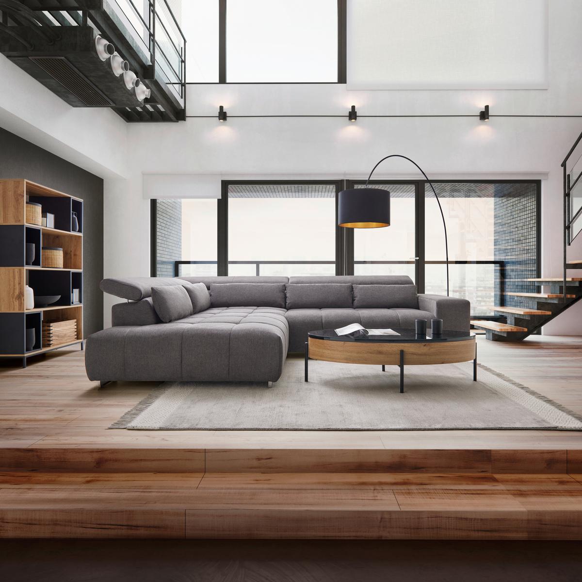 Sedežna Garnitura Orion, Temno Siva - barve kroma/siva, Moderno, kovina/tekstil (310/70-88/225cm) - Bessagi Home