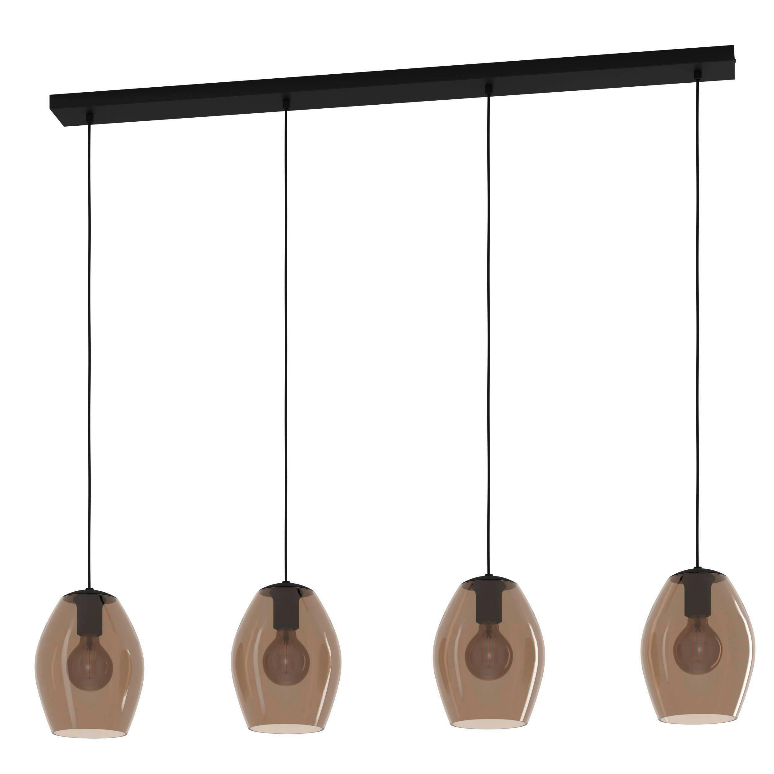 Hängeleuchte Estanys 1 - Schwarz, Basics, Glas/Metall (124/19/150cm) - Eglo
