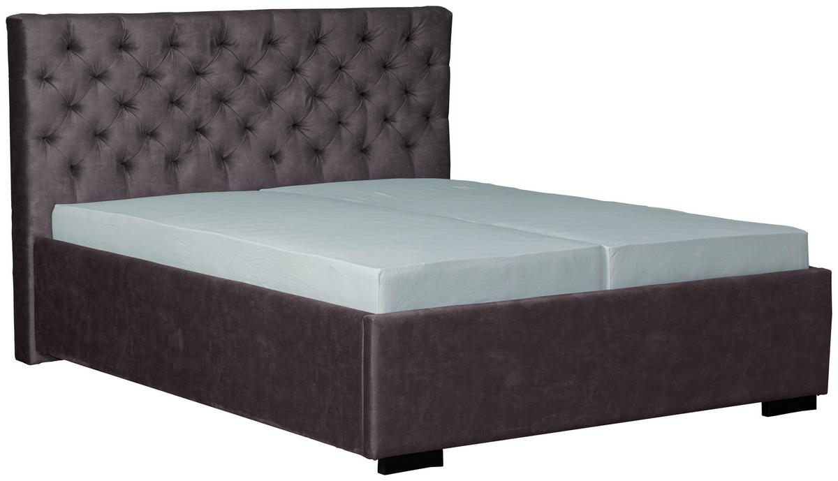 Oblazinjena Postelja Miami Storage, 180x200, Antracit - črna/antracit, Design, tekstil/les (180/200cm) - Modern Living