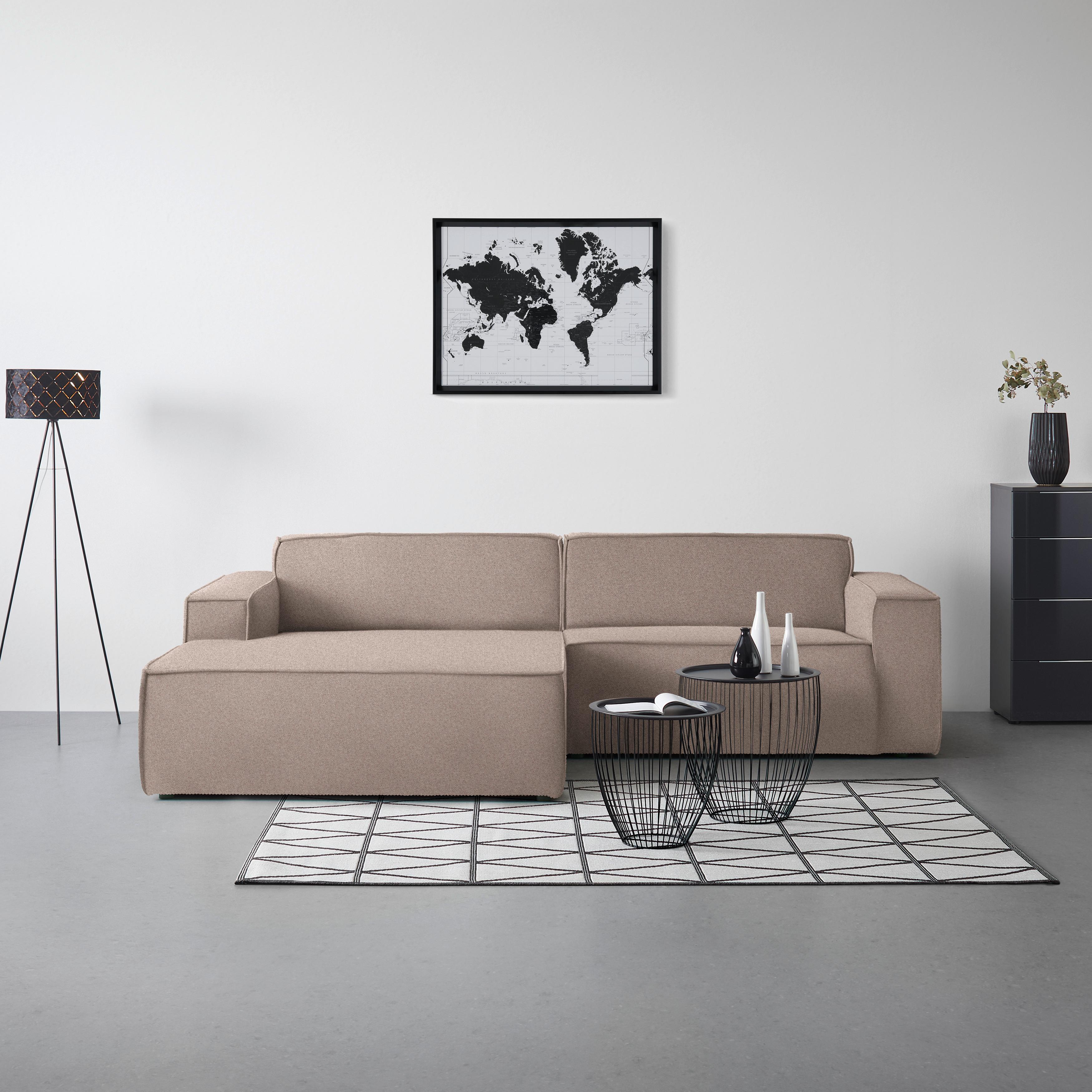Wohnlandschaft Loft Cappuccino - Schwarz/Grau, MODERN, Kunststoff/Textil (172/75/265cm) - Mömax
