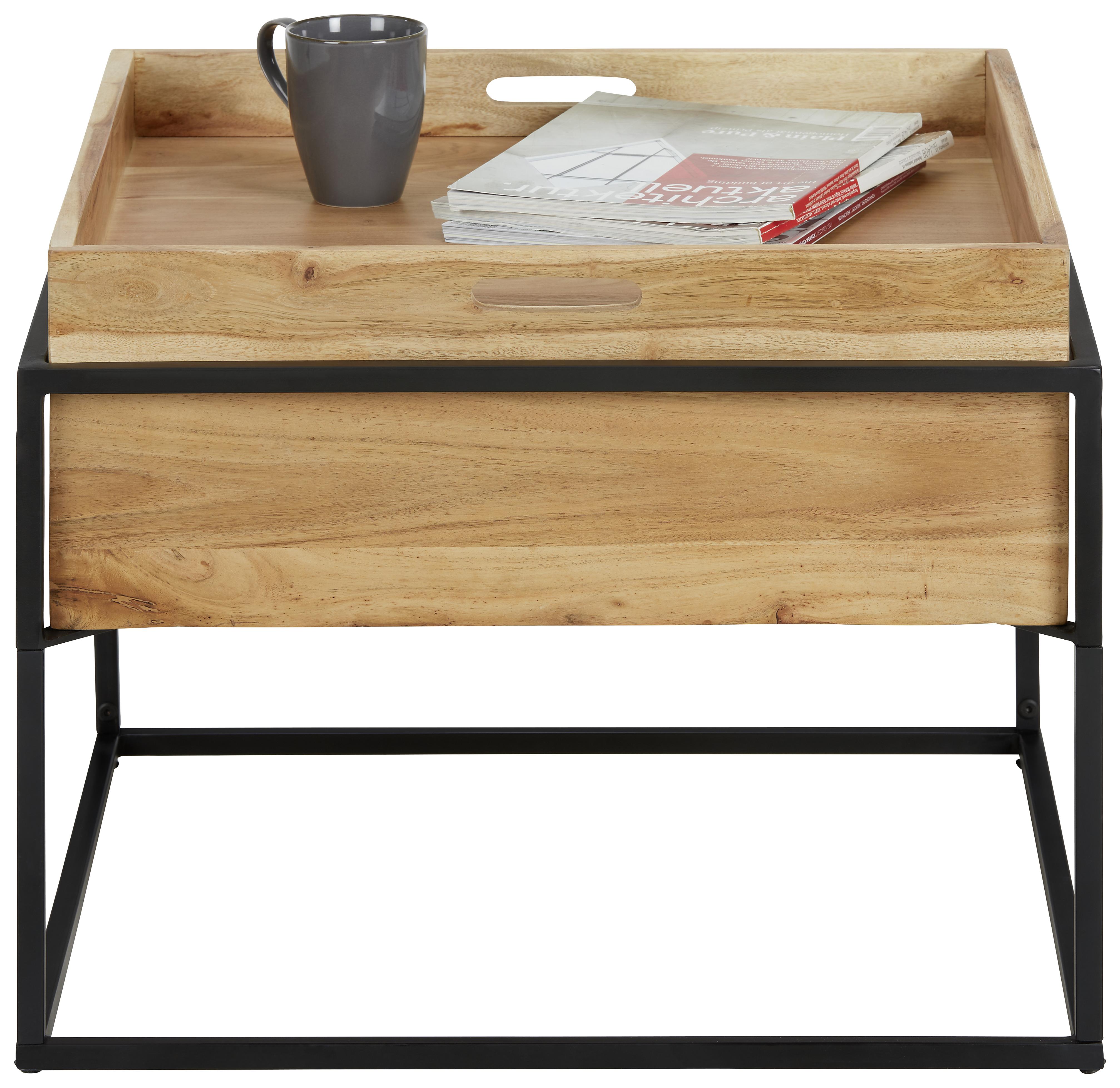 Dohányzóasztal, Akác Connor - akácia színű/fekete, Lifestyle, fa/fém (60/60/40cm) - Zandiara