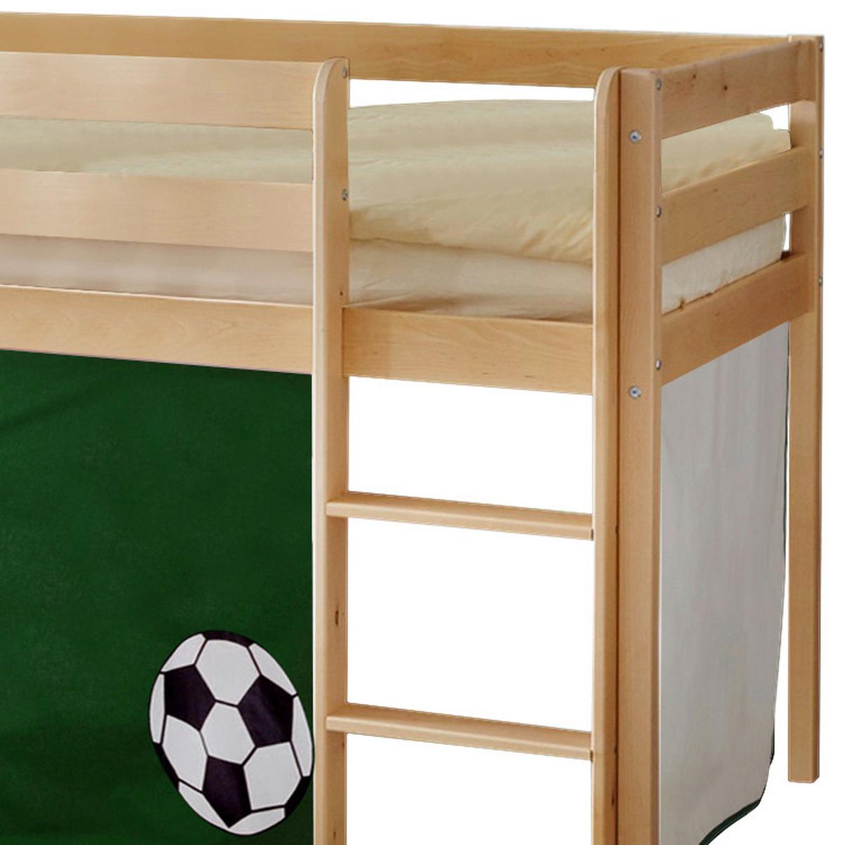 Spielbett "Manuel",aus Kiefer, kieferfarben/dunkelgrün - Dunkelgrün/Kieferfarben, Natur, Holz (90/200cm) - MID.YOU