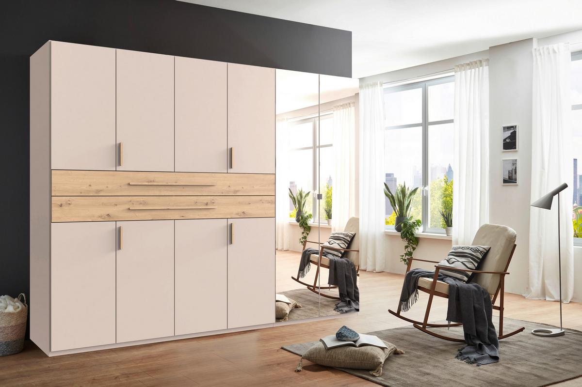 Kleiderschrank Lumio Kaschmir/eiche Artisan - Kaschmir/Eiche Artisan, Konventionell, Glas/Holzwerkstoff (270/208/58cm) - Modern Living