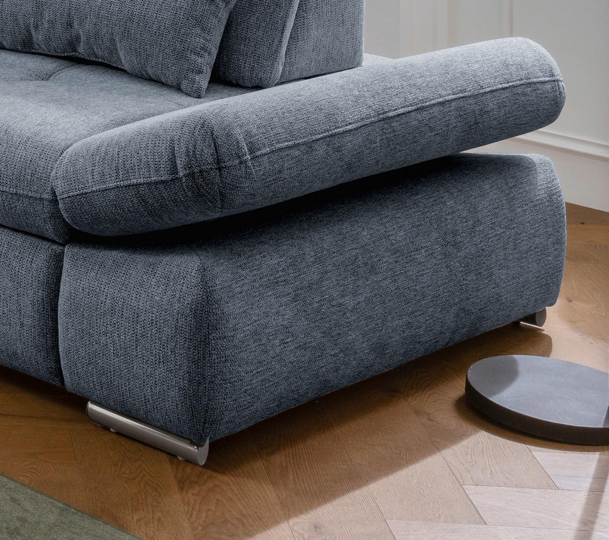 Wohnlandschaft Dalida Hellblau Chenille - Chromfarben/Hellblau, Design, Textil/Metall (254/280cm) - Livetastic