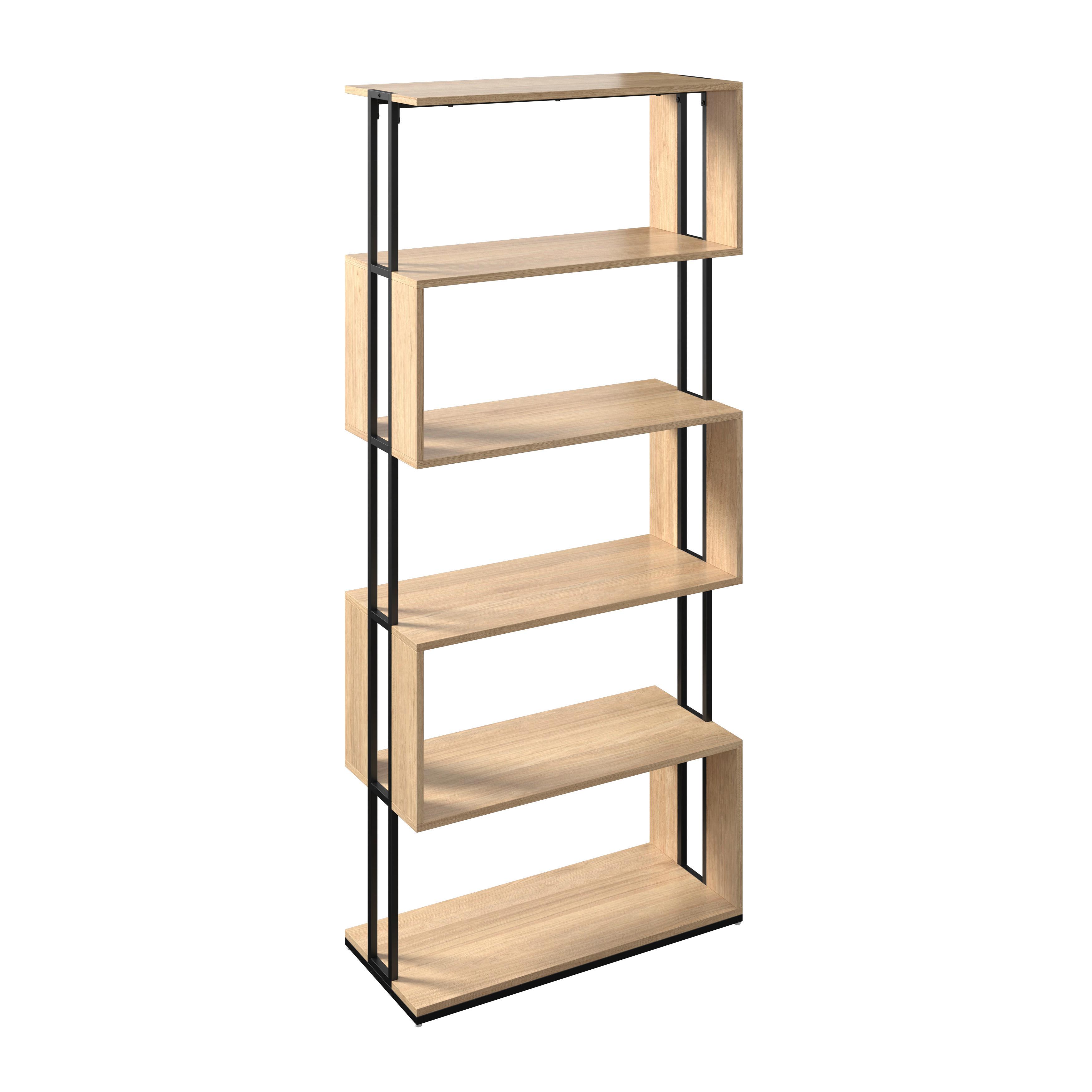 REK FINN - Eikenkleuren/Zwart, Modern, Houtcomposiet/Metaal (80/185/35cm) - Bessagi Home