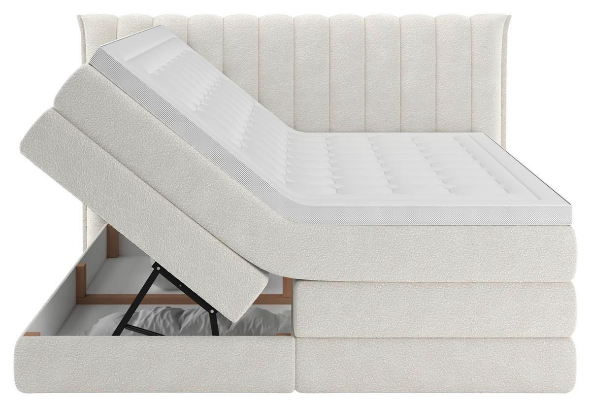Boxspringbett Lina Creme ca. 160x200cm - Creme, KONVENTIONELL, Holz/Holzwerkstoff (160/200cm) - Premium Living
