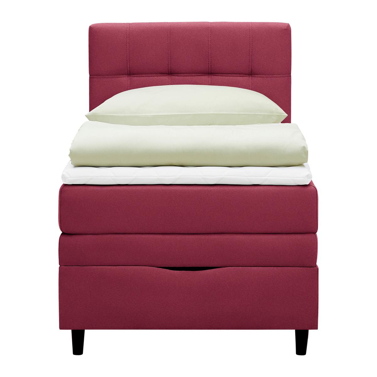 Boxspringbett Miami in Weinrot ca. 90x200cm - Weinrot/Schwarz, KONVENTIONELL, Holz/Holzwerkstoff (90/200cm) - Mömax