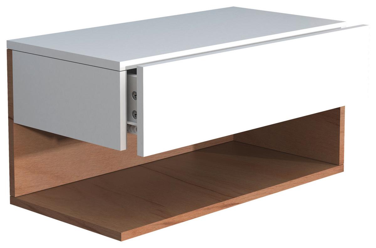 Nočna Omarica Usal Xl 60, Hrast, Bela - barve hrasta/bela, Moderno, leseni material (60/30/32cm) - MID.YOU