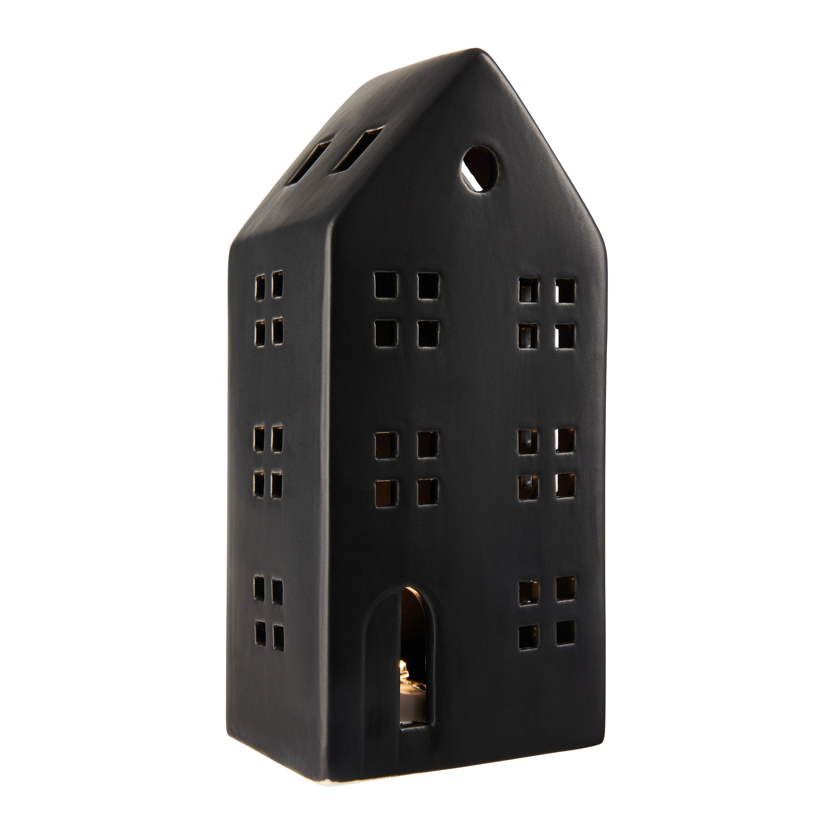 Dekohaus Luke Schwarz - Schwarz, Konventionell, Keramik (9/20/7cm) - Modern Living