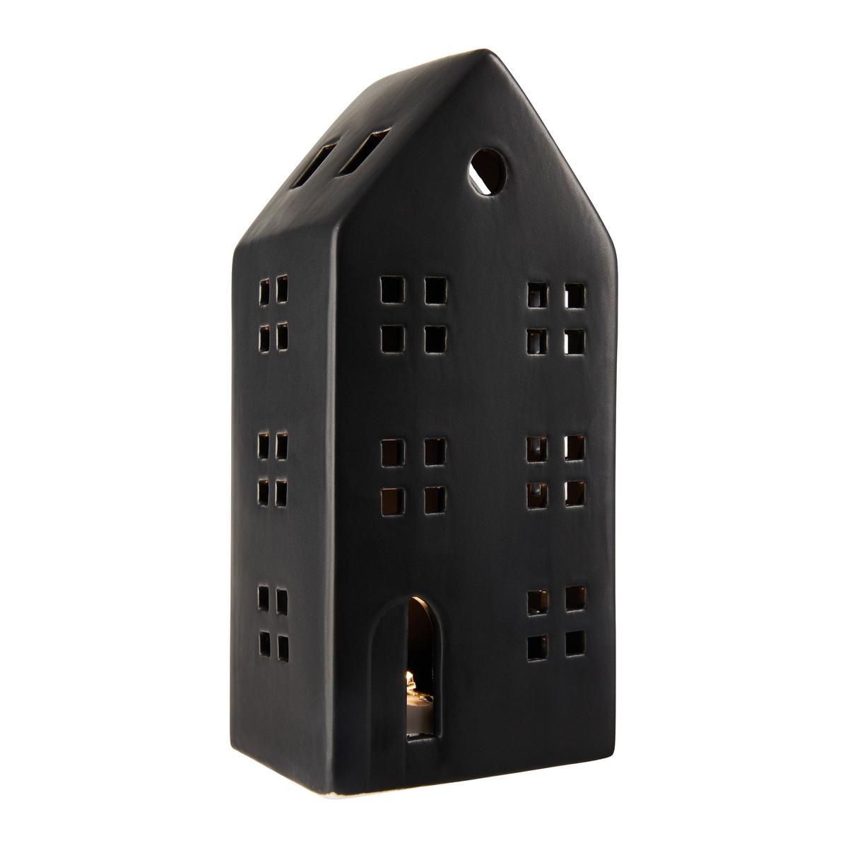 Dekohaus Luke Schwarz - Schwarz, Konventionell, Keramik (9/20/7cm) - Modern Living