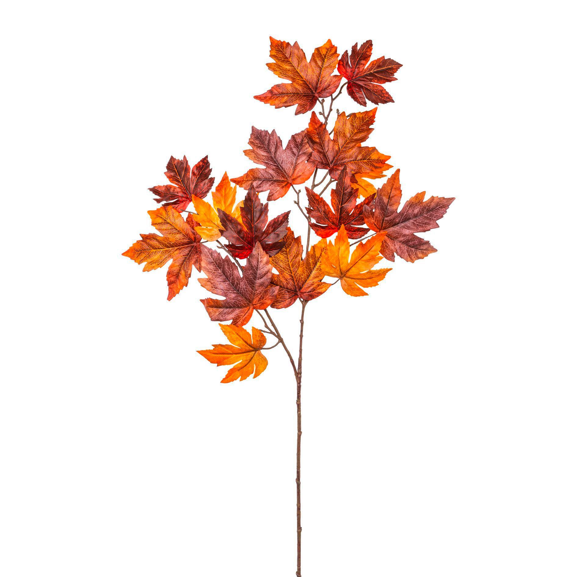 Kunstpflanze Ahornblattzweig I Braun/Orange - Braun/Orange, Basics, Kunststoff (90cm) - Mömax