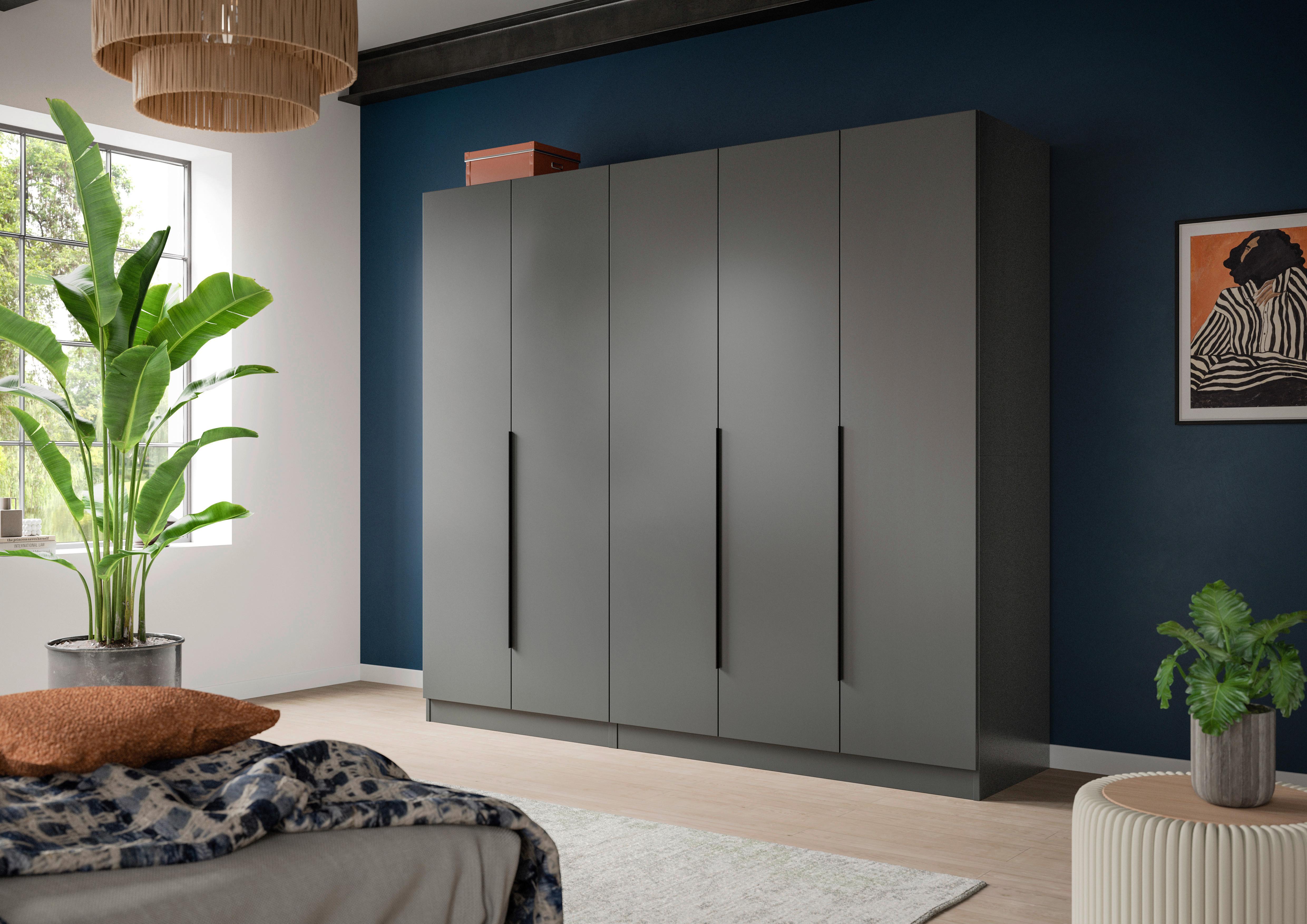 Drehtürenschrank KOPENHAGEN ca.200x181x52cm Anthrazit - Anthrazit/Schwarz, MODERN, Holzwerkstoff/Kunststoff (200/181/52cm) - MID.YOU