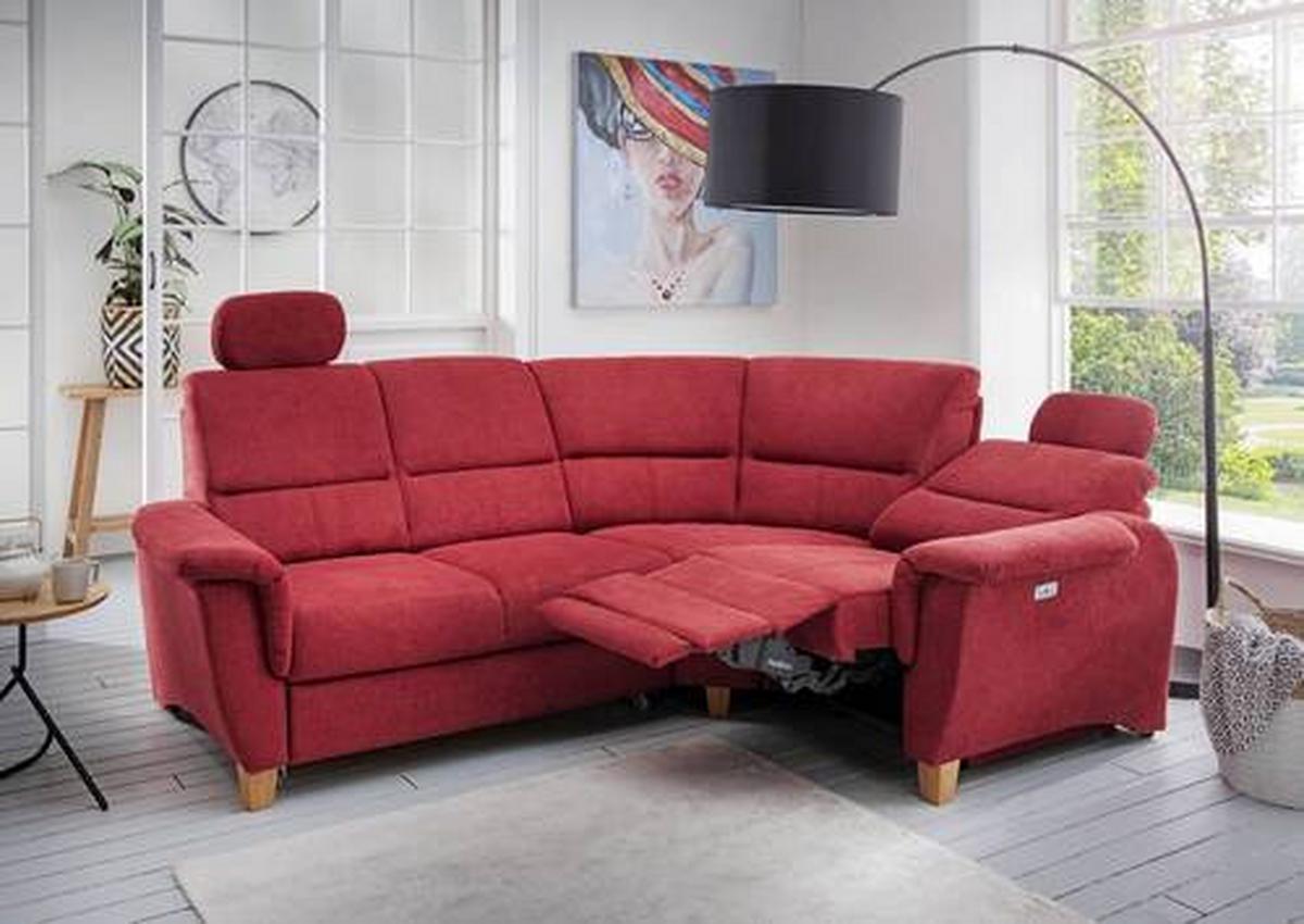 Wohnlandschaft Parole Rot Struktur - Wildeiche/Rot, KONVENTIONELL, Holz/Textil (237/186cm) - Livetastic