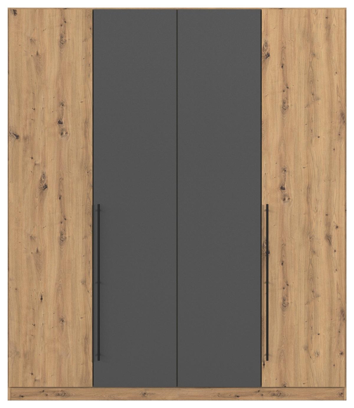 Kleiderschrank Safari Grau/Eiche Artisan - Eiche Artisan/Grau, KONVENTIONELL, Holzwerkstoff/Metall (181/229/54cm) - Based