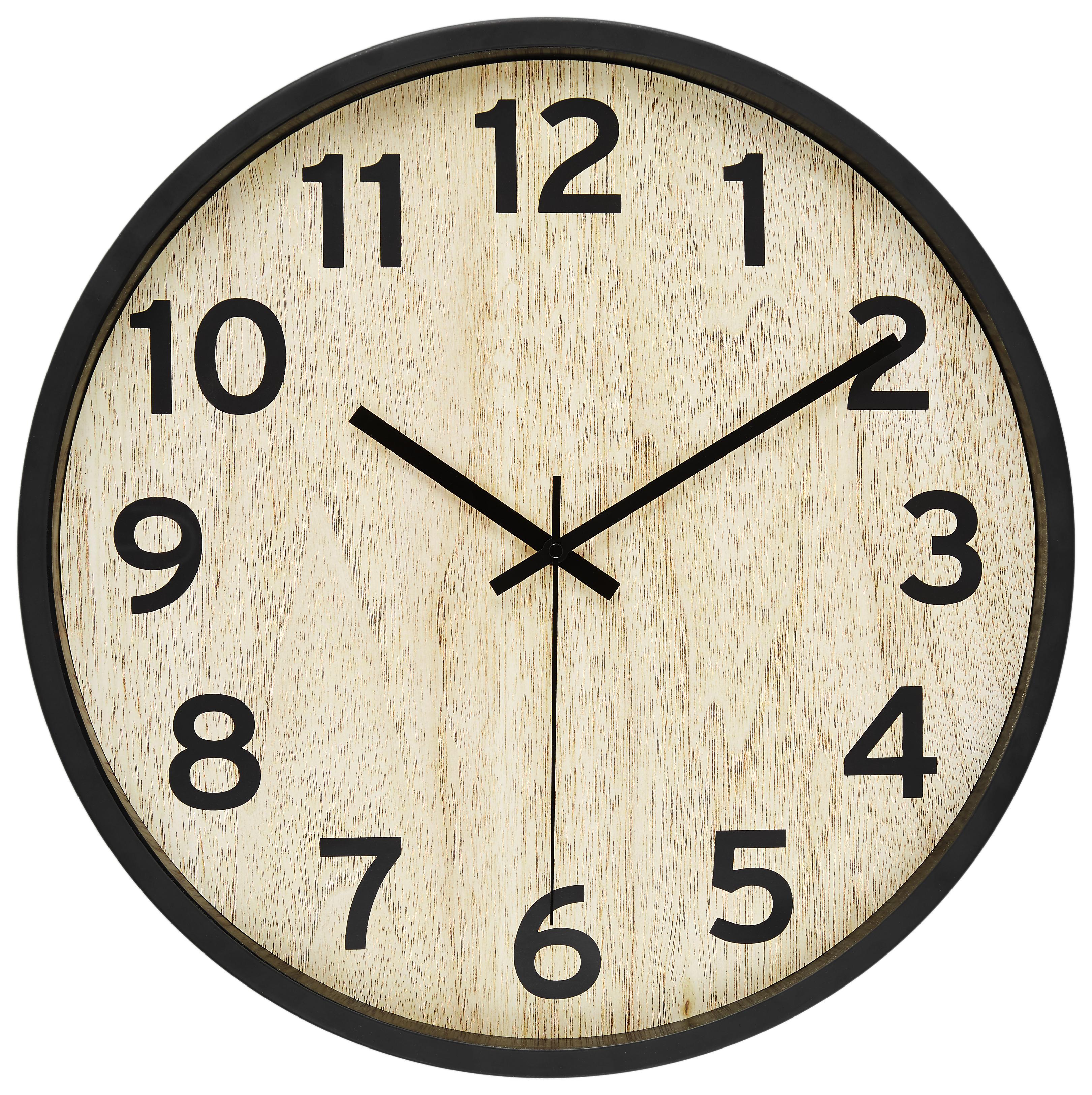 Wanduhr Kelly Schwarz/Natur - Schwarz/Naturfarben, Glas/Metall (50,8cm) - Mömax modern living