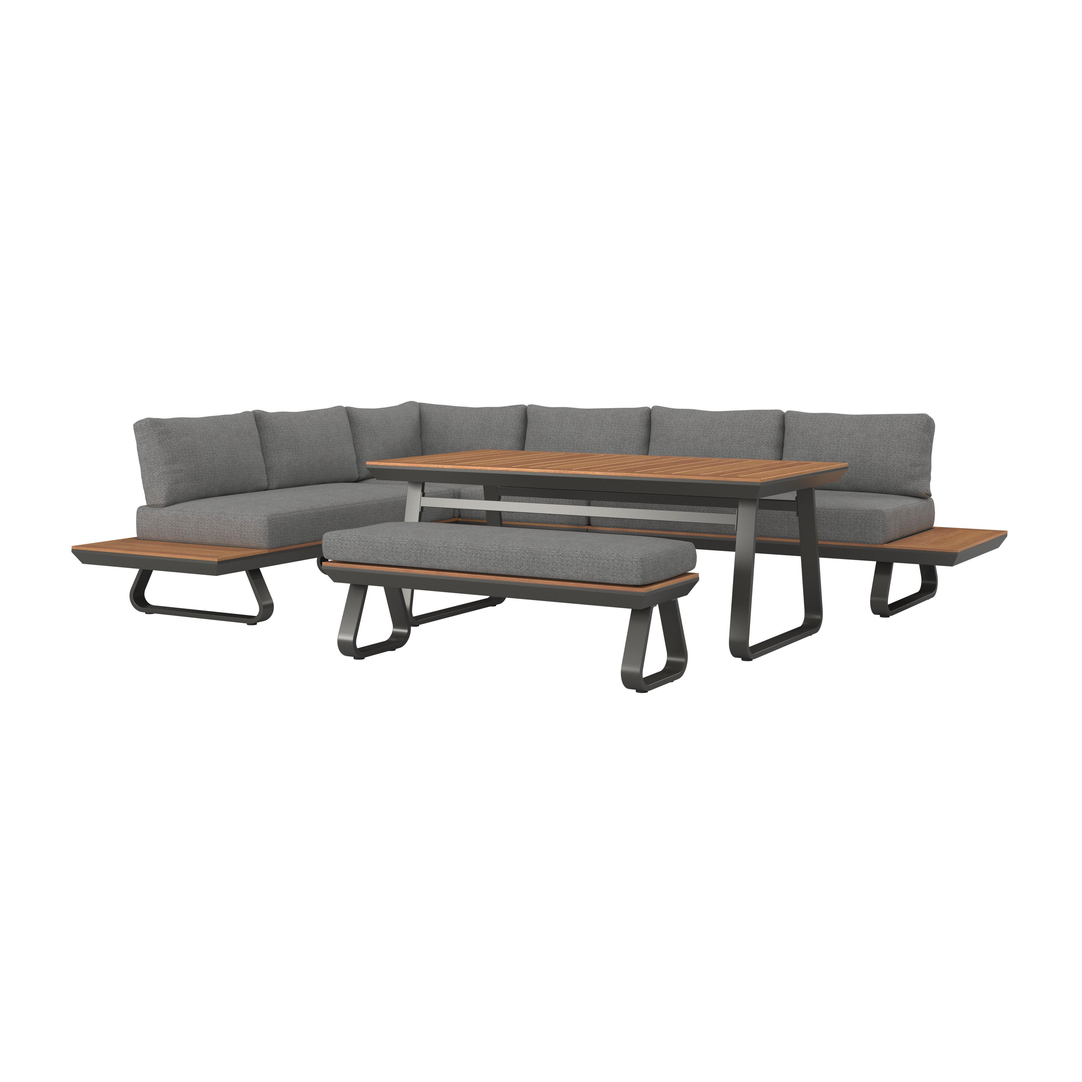 Garnitură grădină Emma - gri închis/antracit, Modern, lemn/metal (318/71/78cm) - Bessagi Garden