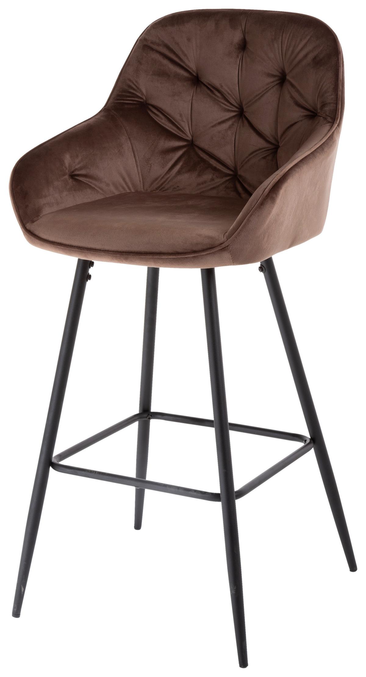 STOŁEK BAROWY TONI  -EXKLUSIV- - czarny/brązowy, Design, metal/tkanina (55/107/53cm) - Carryhome